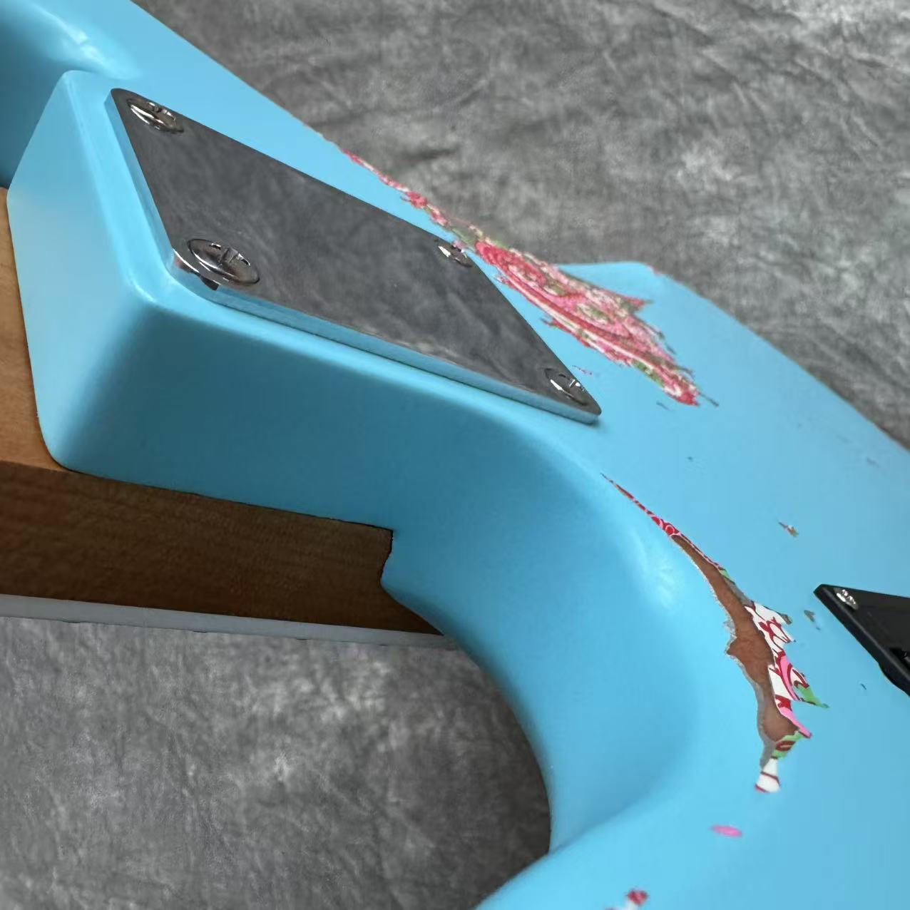 Dhatarattha Custom DEB 5 String Bass in Daphne Blue over Pink Paisley with RW FB and Nitrocellulose Lacquer Relic