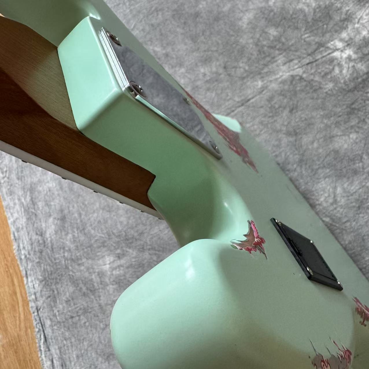 Dhatarattha Custom DEB 5 String Bass in Surf Green over Pink Paisley with RW FB and Nitrocellulose Lacquer Relic