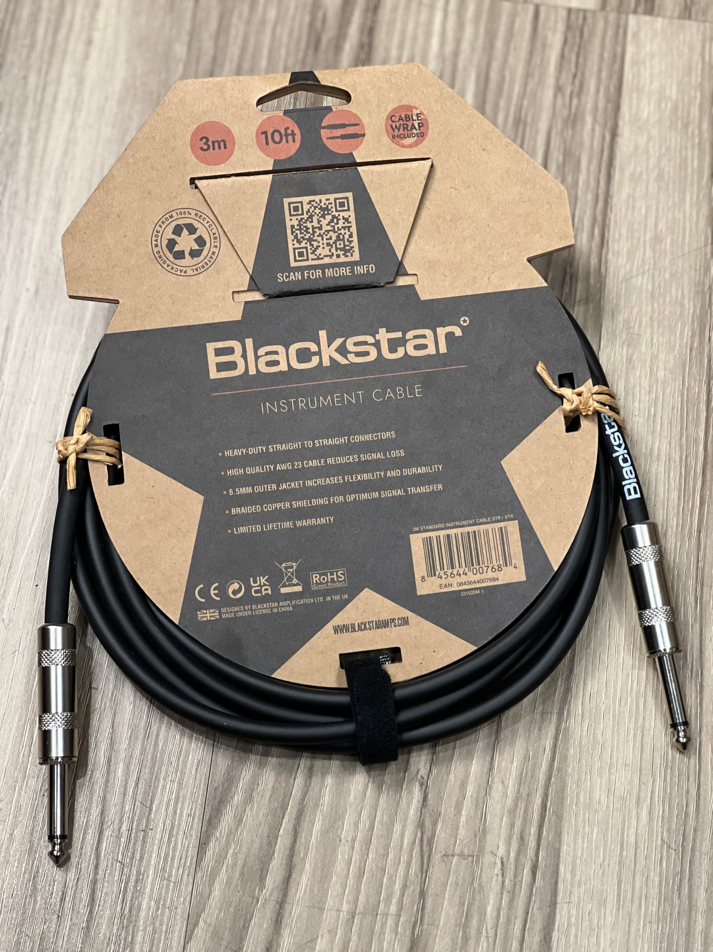 Blackstar Instrument Cable Standard 3M Straight to Straight