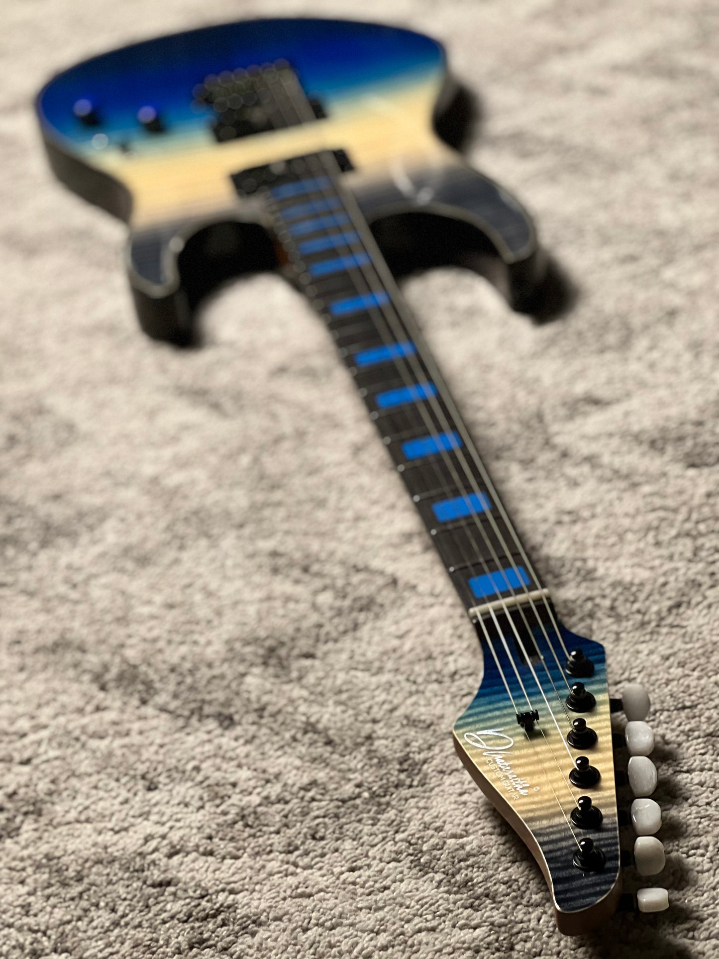 Dhatarattha Custom DST HH Flame in Ocean Storm Double Wipeout with Rosewood FB