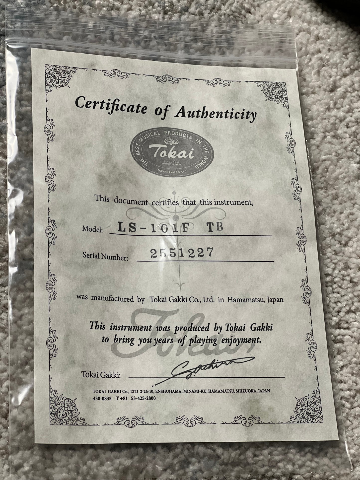 Tokai LS-101F TB Love Rock Japan with Double Cream PU in Tea Burst 2551227