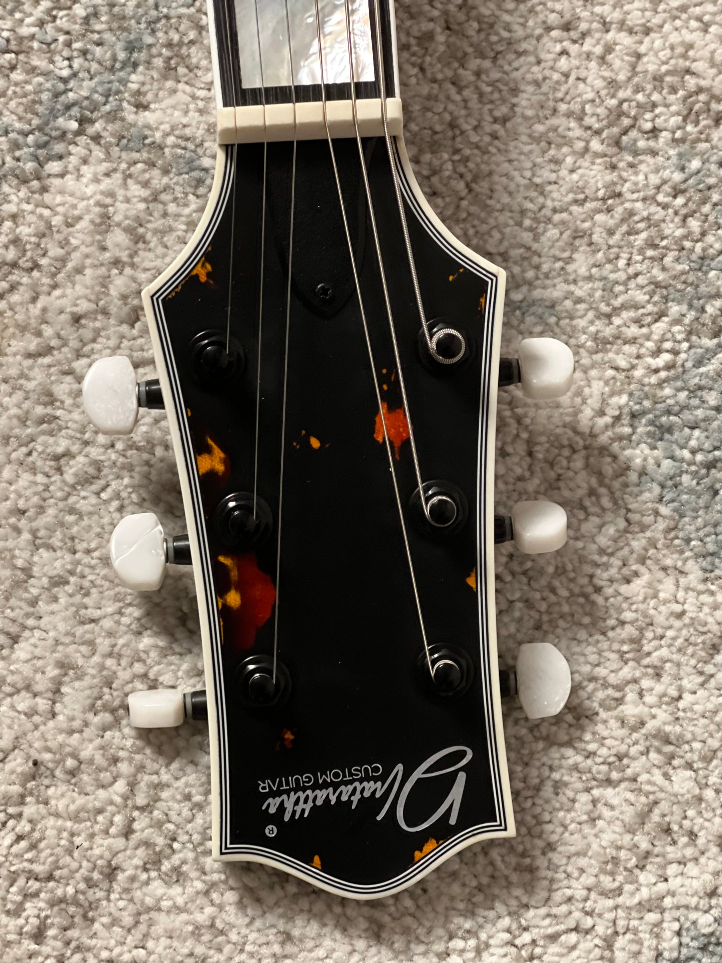 Dhatarattha Custom DLP in Black Over Triburst with 5A Flame Top Relic