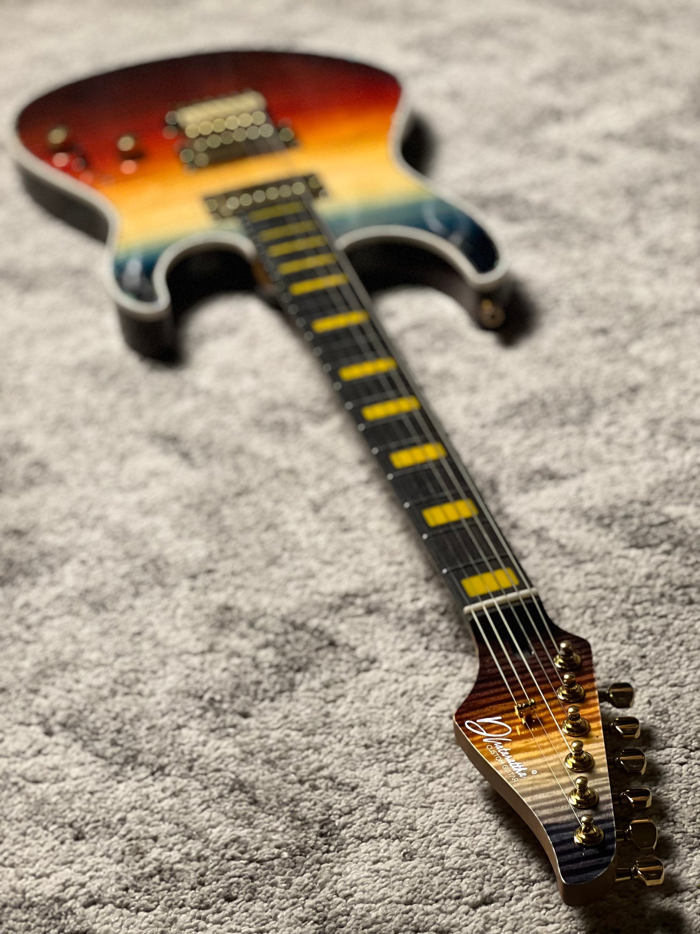 Dhatarattha Custom DST HH Flame in Ocean Fire Double Wipeout with Rosewood FB