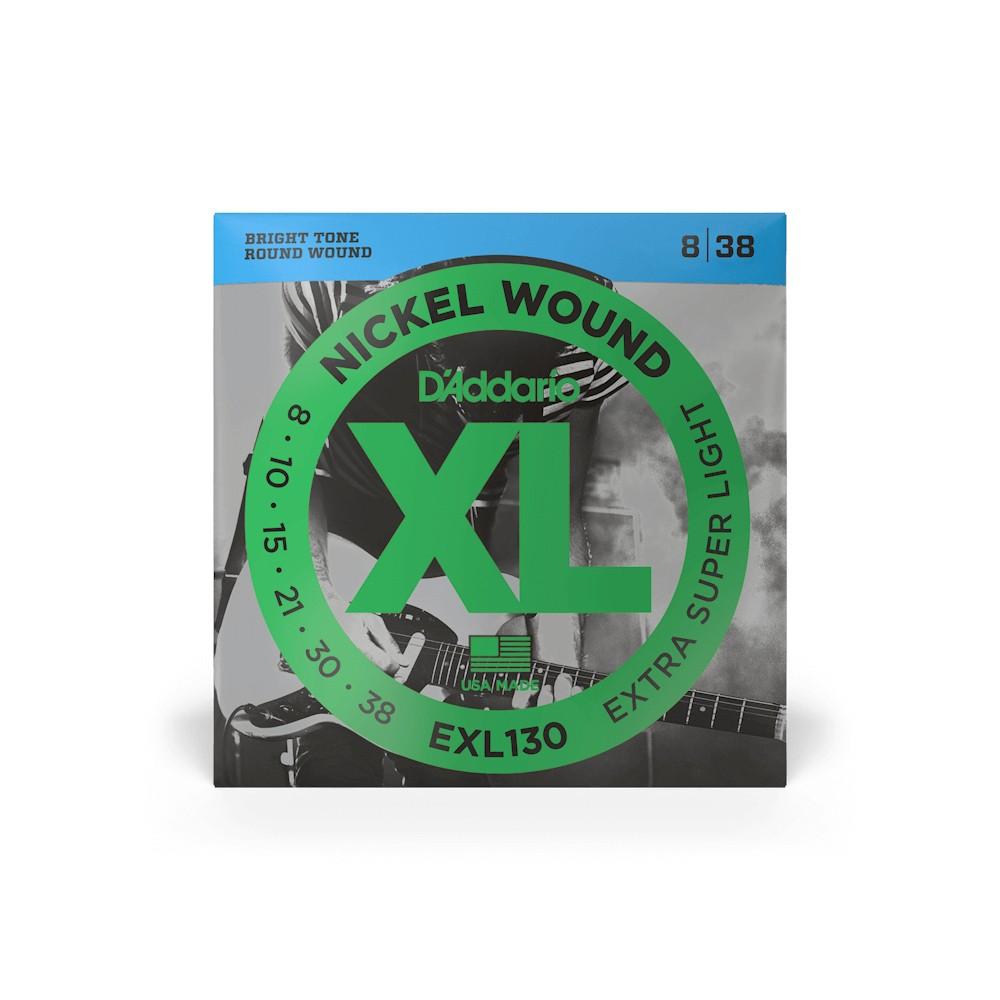 D'Addario EXL130 Nickel Wound Electric Guitar Strings, Extra-Super Light, 8-38