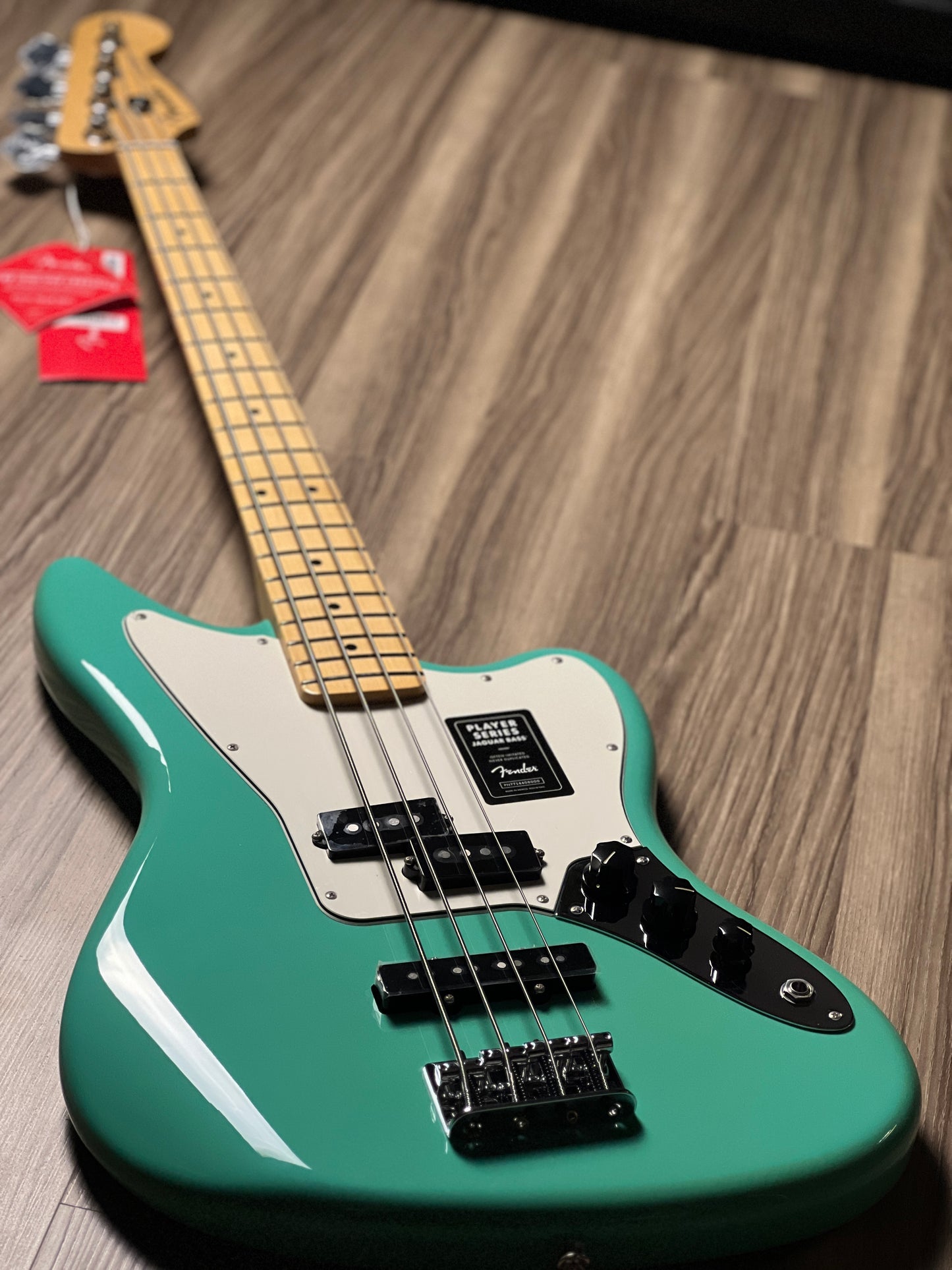 Fender Player Jaguar Bass and Maple FB in Sea Foam Green