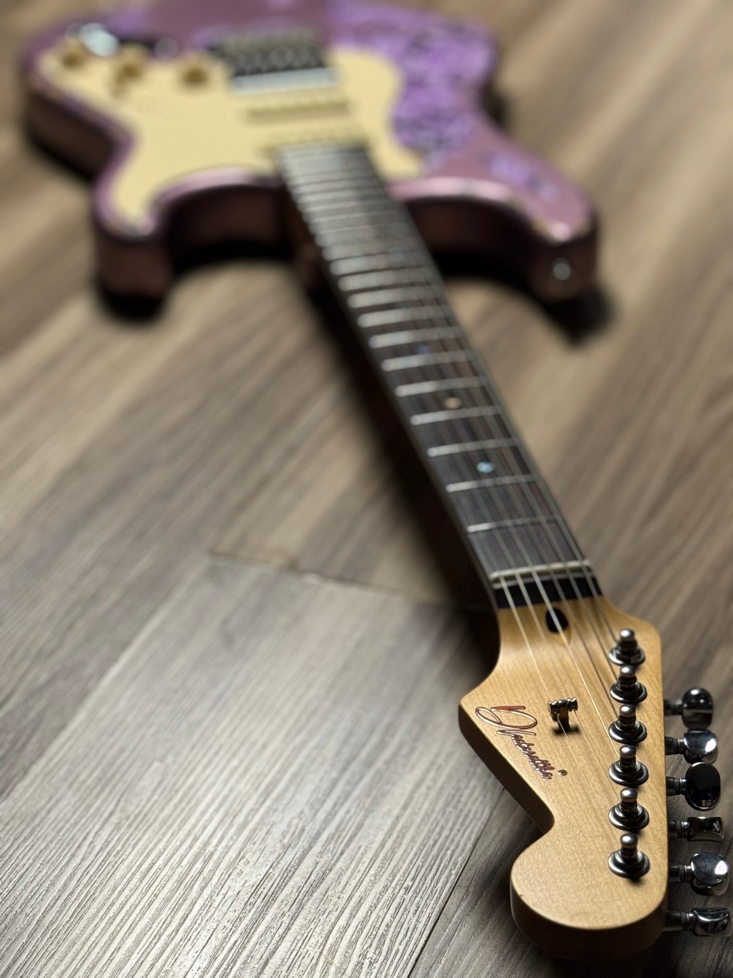 Dhatarattha Classic DST HSS in Violet over Black Purple Paisley with Rosewood FB and Nitrocellulose Lacquer Relic