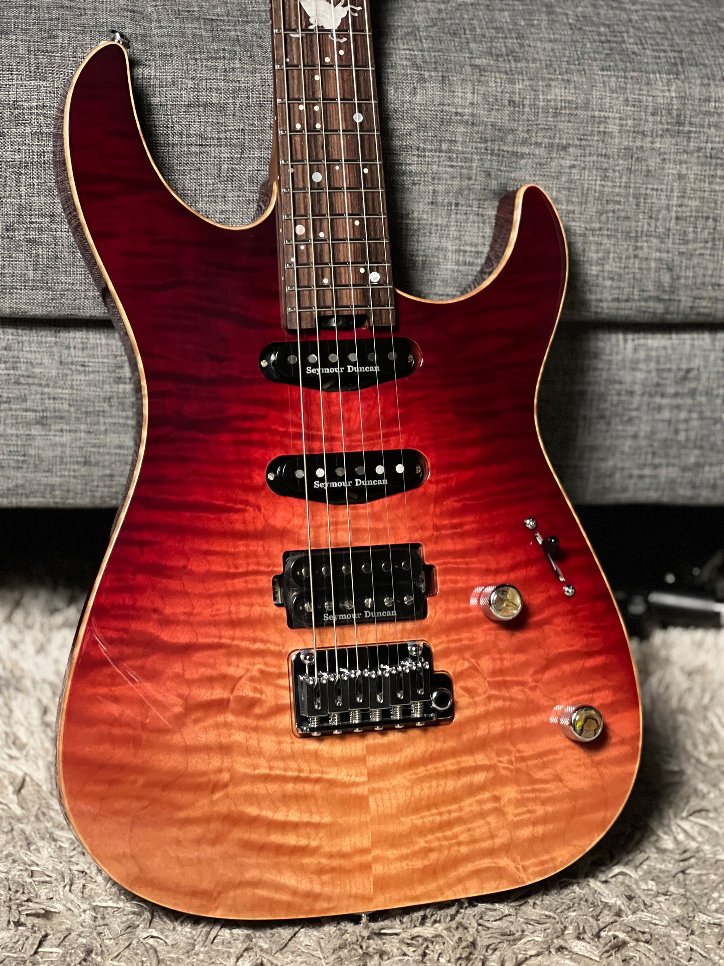Shijie JF-PEGASUS 22 HSS Custom Shop in Transparent Red Burst 2429