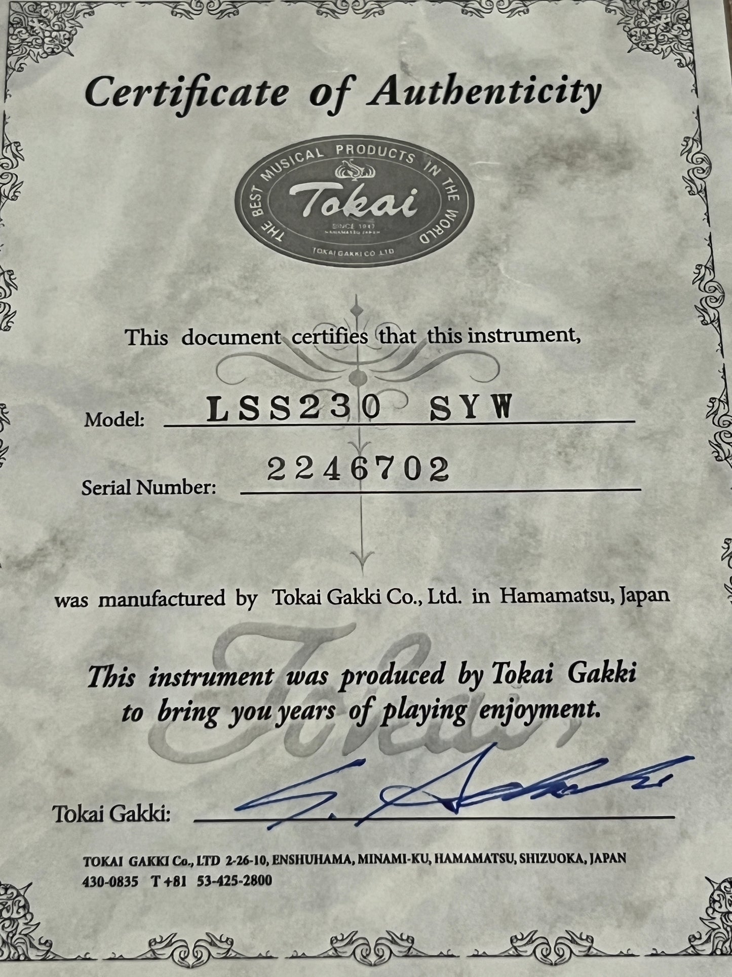 Tokai LSS-230 SYW Love Rock Premium Series in Seethru Yellow 2246702