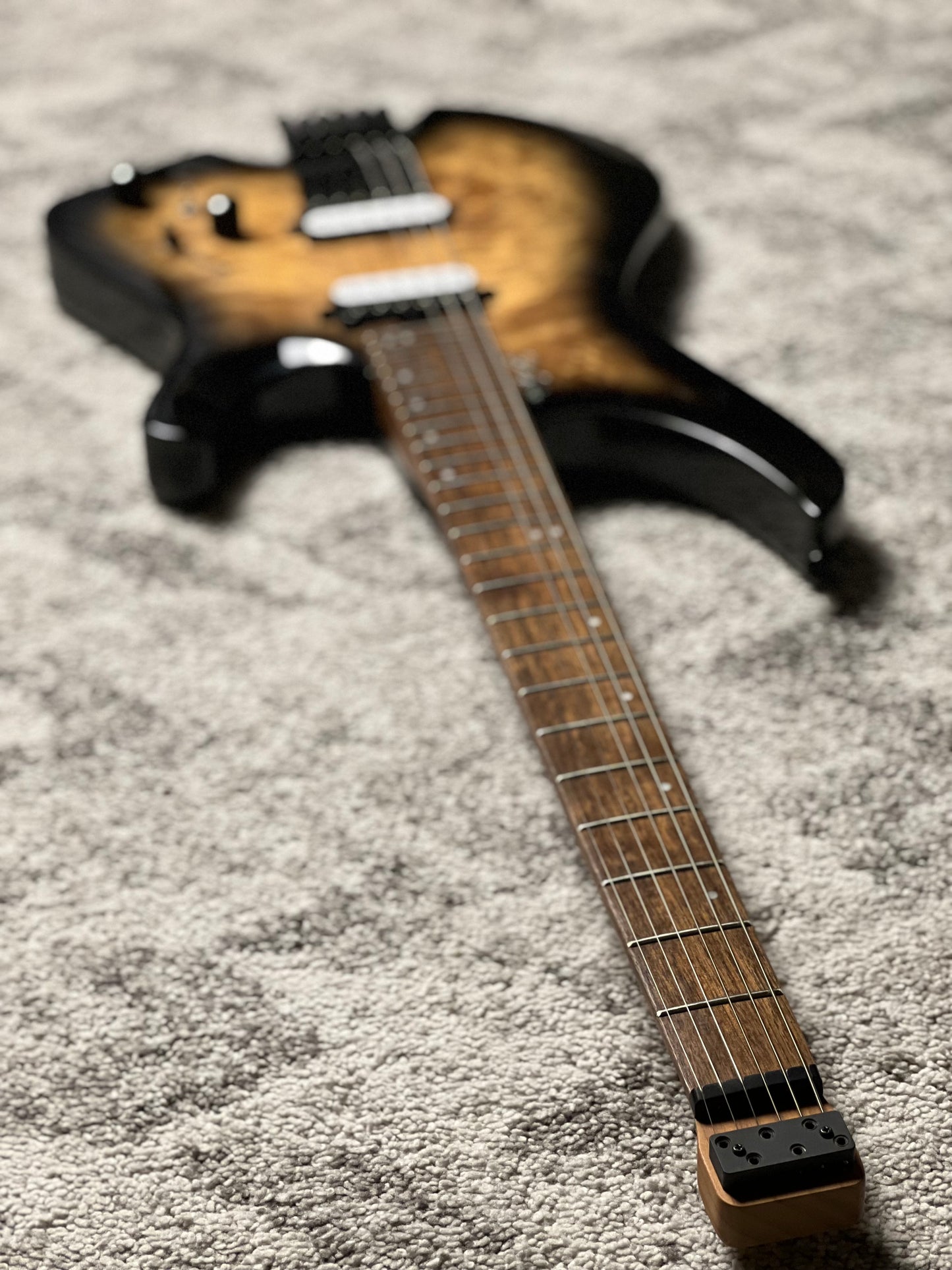 SLX Raptor Model A Headless with Burl Top in Charcoal Burst