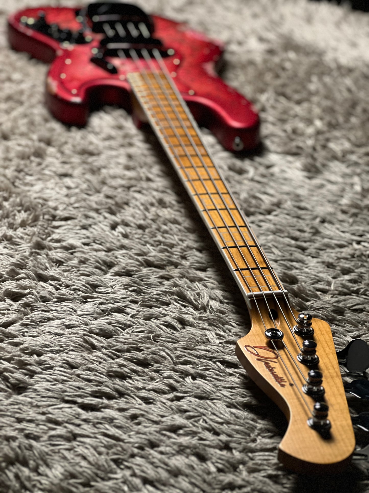 Dhatarattha Custom DEB 4 String Bass in Pink Paisley with Nitrocellulose Lacquer Relic