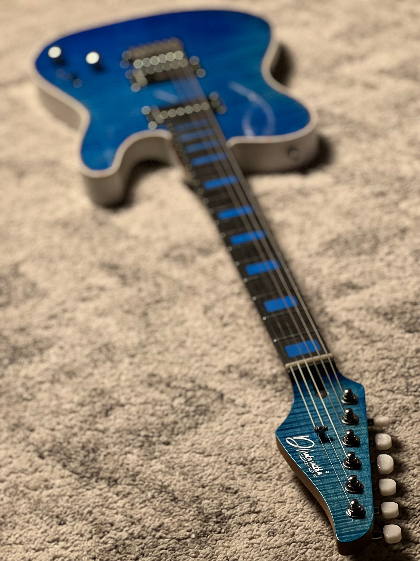 Dhatarattha Custom DTL HH Flame in Atlantic Ocean Blue with Rosewood FB