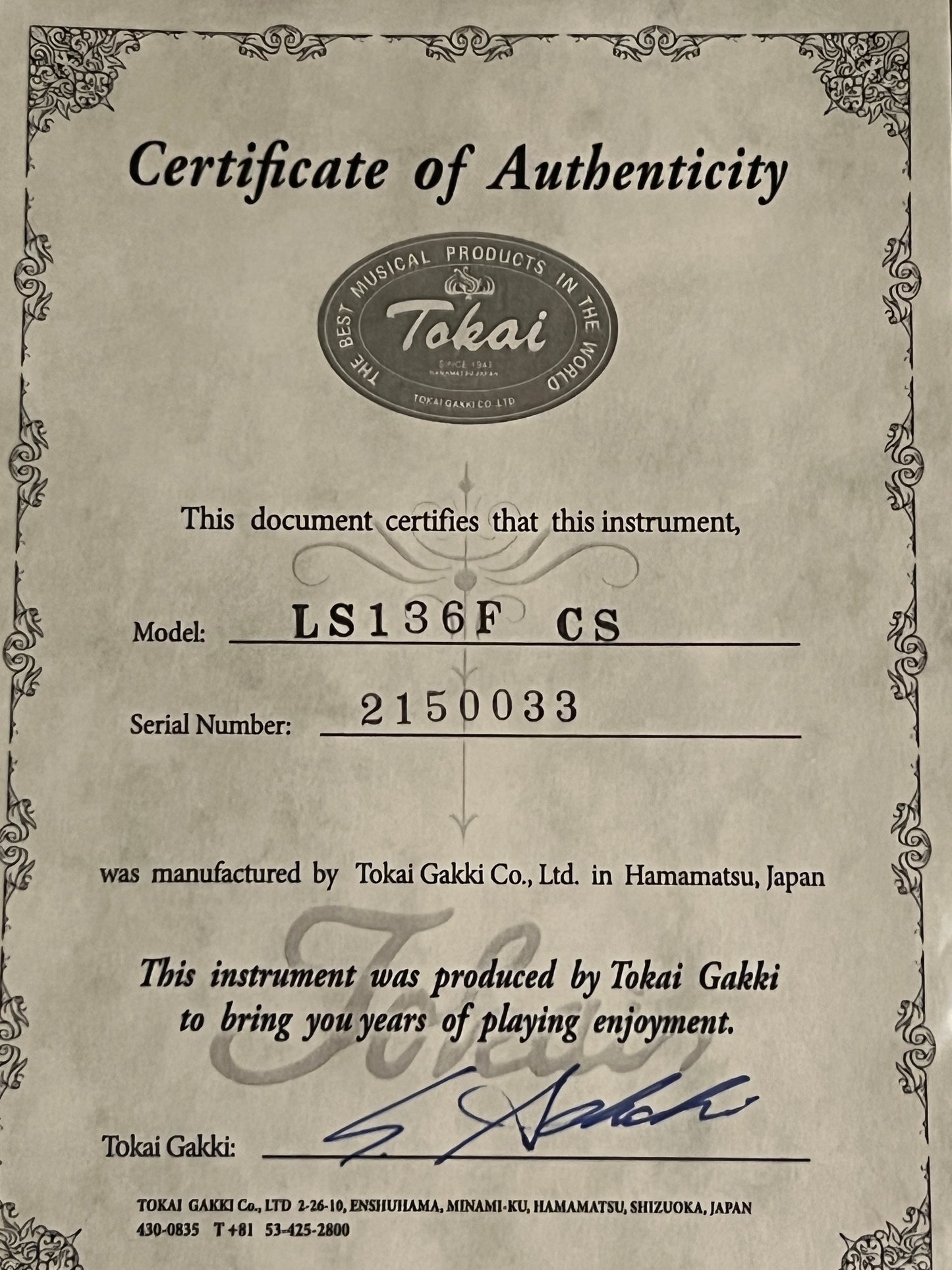 Tokai Love Rock Japan LS-136F CS in Cherry Sunburst 2150033