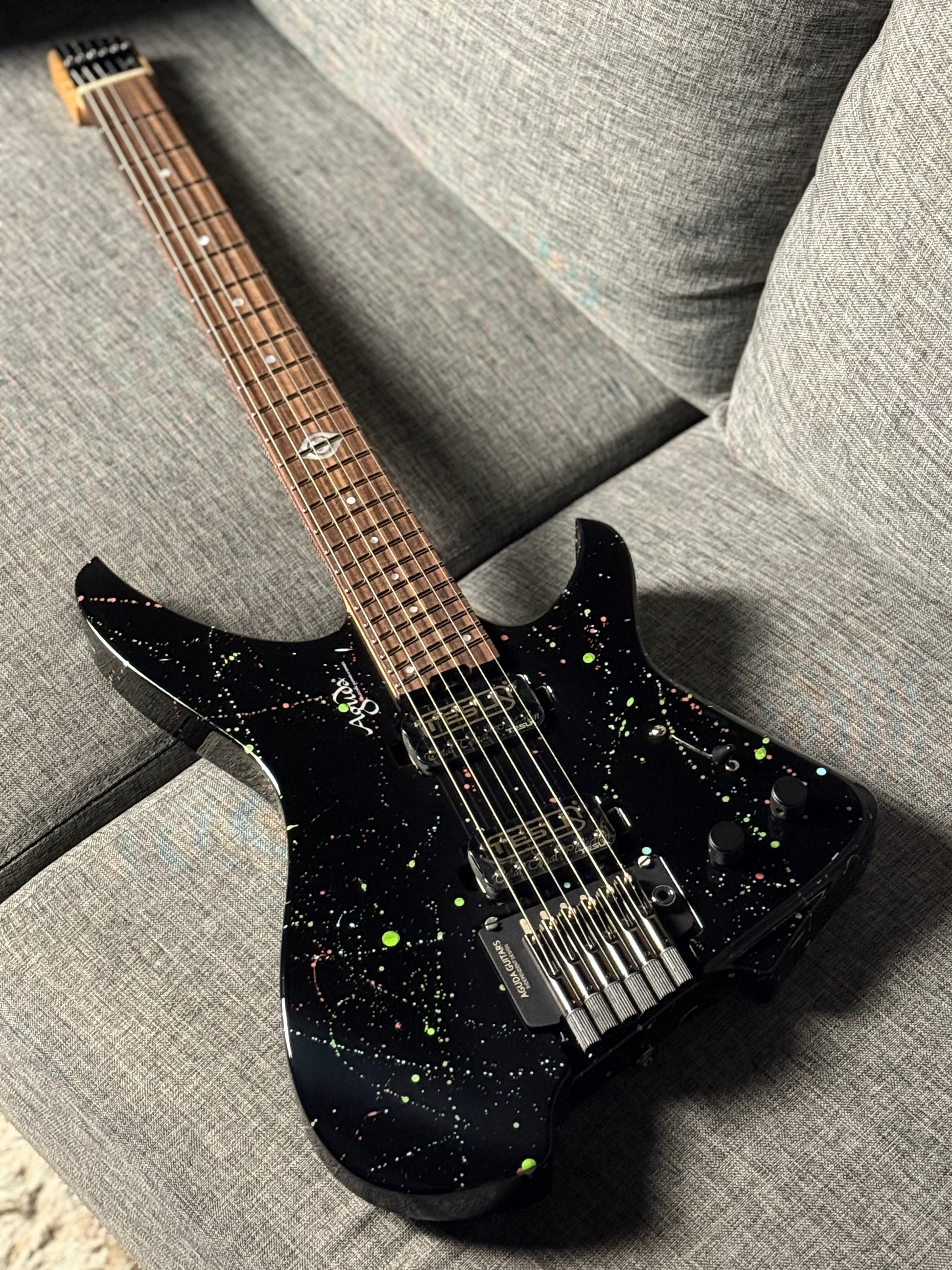 Aguda Black Hole in Black Splatter with Flame Maple Neck Nafiri