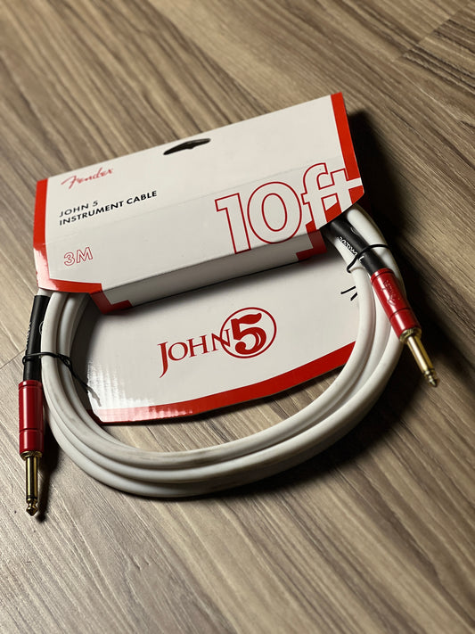 Fender John 5 10FT Instrument Cable in White and Red