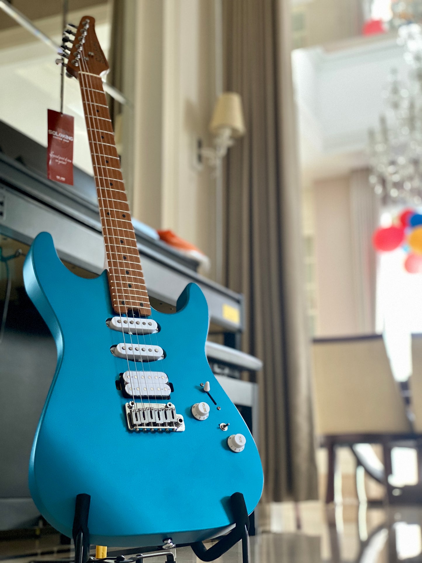 Soloking MS-1 Custom 24 HSS Flat Top ใน Satin Blue Matte Nafiri Special Run