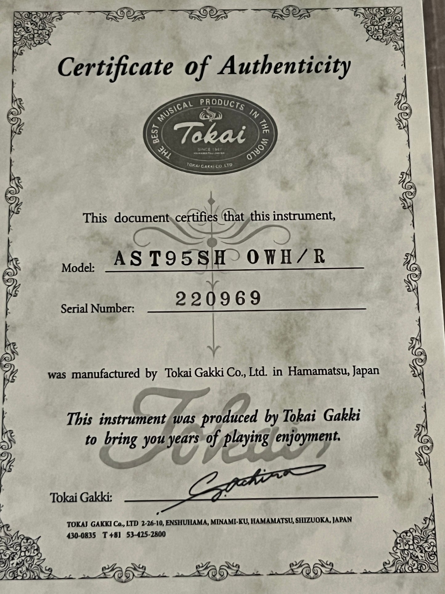 Tokai AST-95SH OWH/R Goldstar Sound HSS Japan in Olympic White 220969