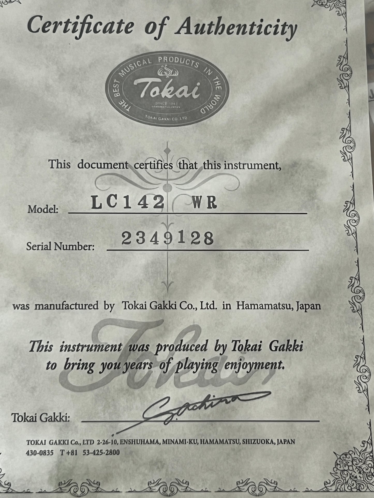 Tokai Love Rock LC-142 WR Vintage Series Japan in Wine Red S/N 2349128