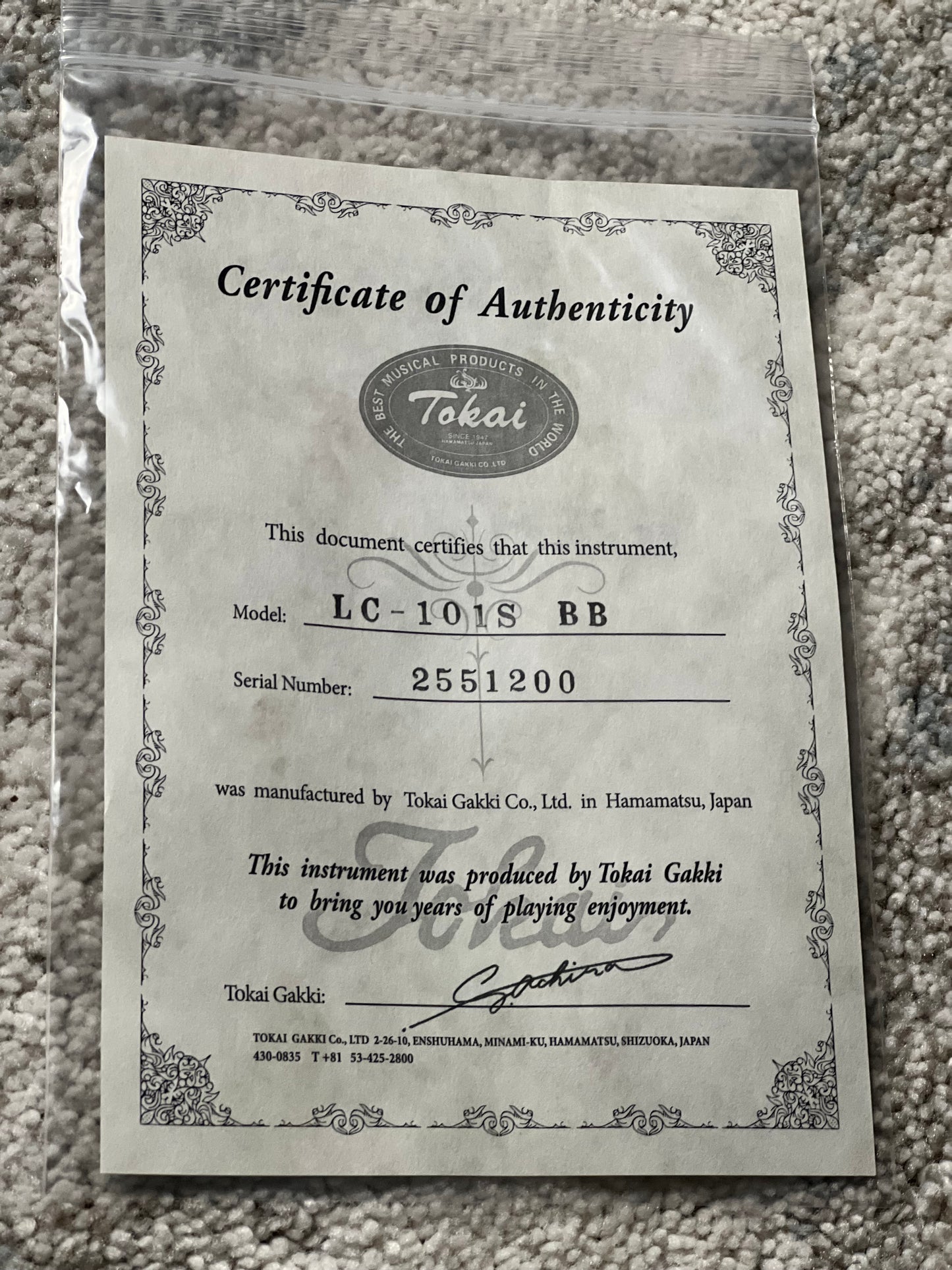 Tokai Love Rock Japan LC-101S in Black Beauty 2551200