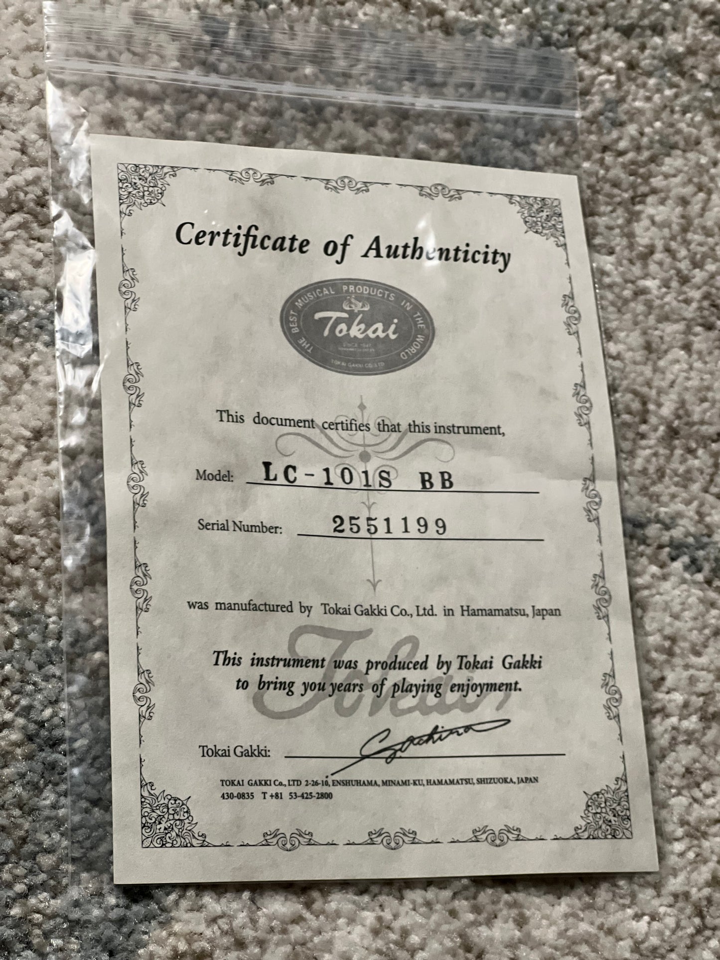 Tokai Love Rock Japan LC-101S in Black Beauty 2551199