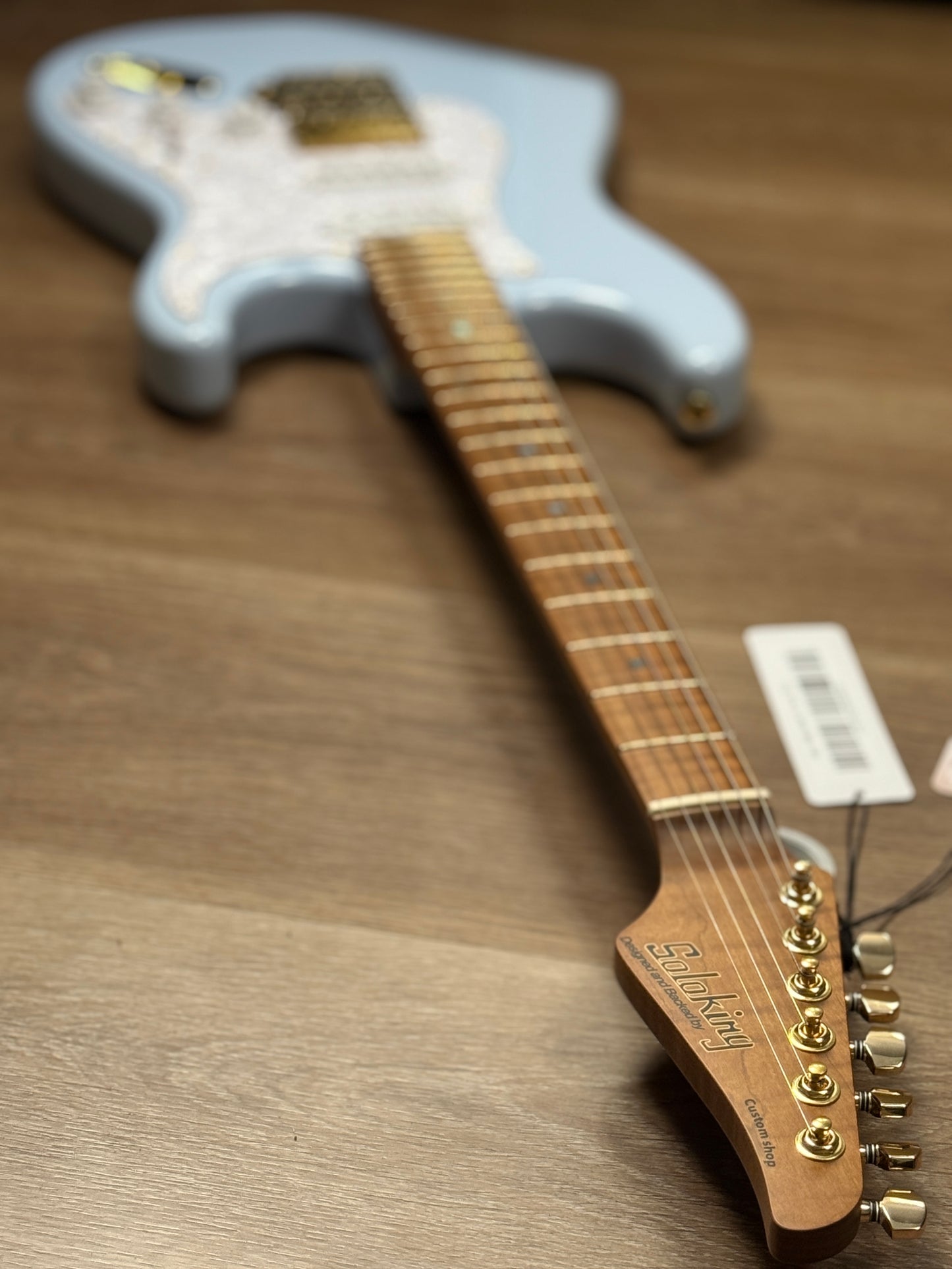 Soloking MS-1 FMN Artisan with Roasted Flame Maple Neck in Faded Sonic Blue JESCAR