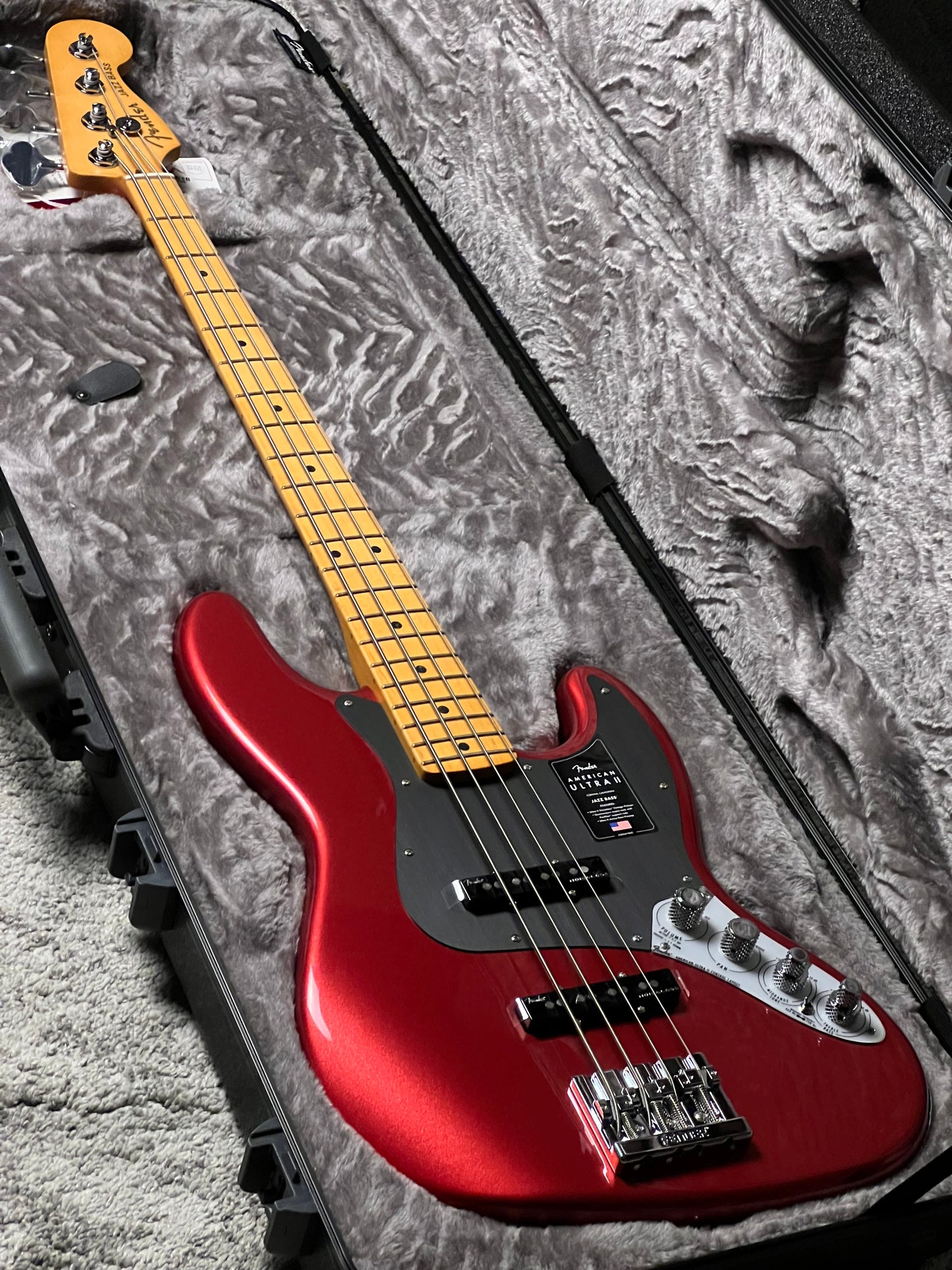 Fender American Ultra II Jazz Bass with Maple FB in Sinister Red