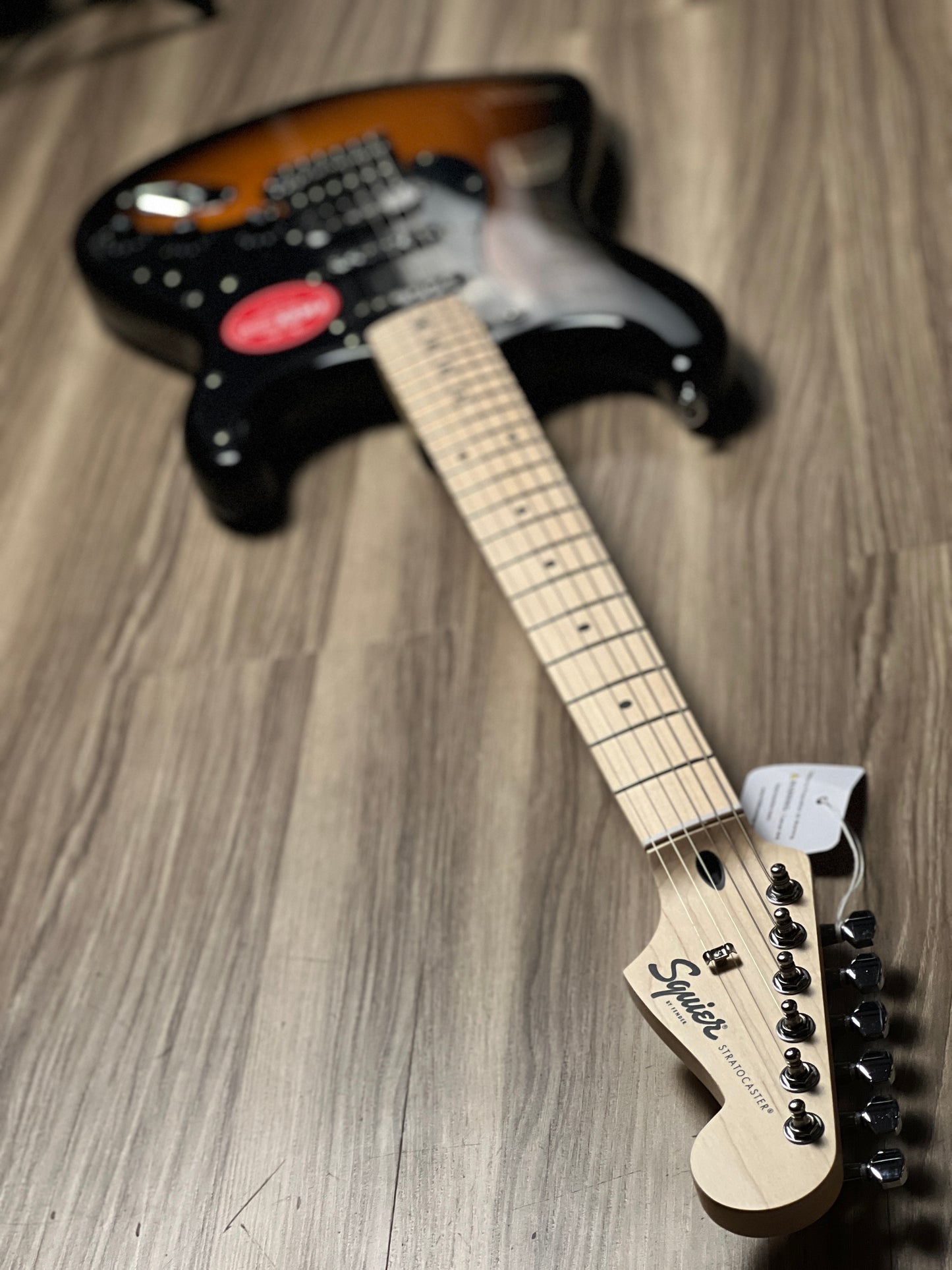 Squier FSR Sonic Stratocaster HSS with Black Pickguard and Maple FB in 2-Color Sunburst