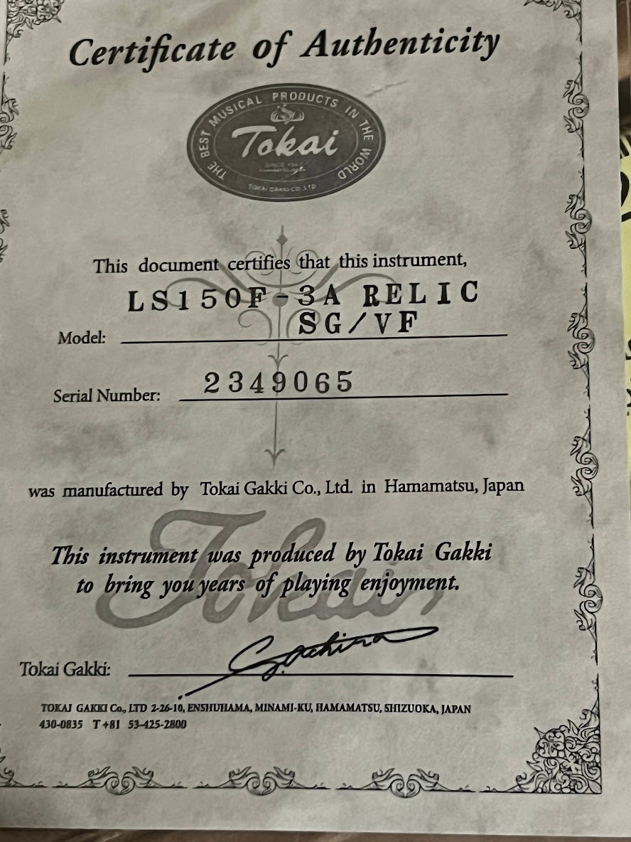 Tokai Love Rock LS150F-3A-RELIC SG/VF Premium Series Japan 3A Solid Flame Top in Violin Finish S/N 2349065