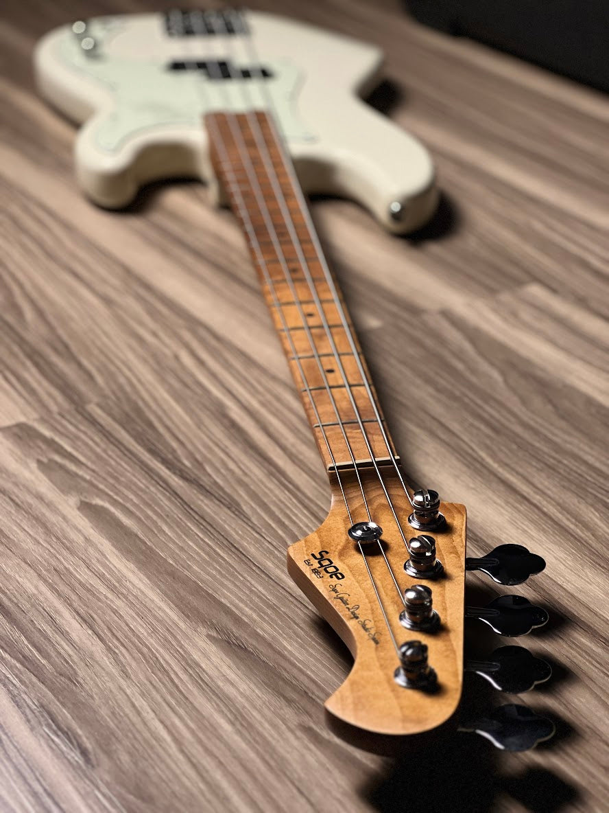 SQOE SPB600 ROASTED MAPLE SERIES Bass IN Vintage White