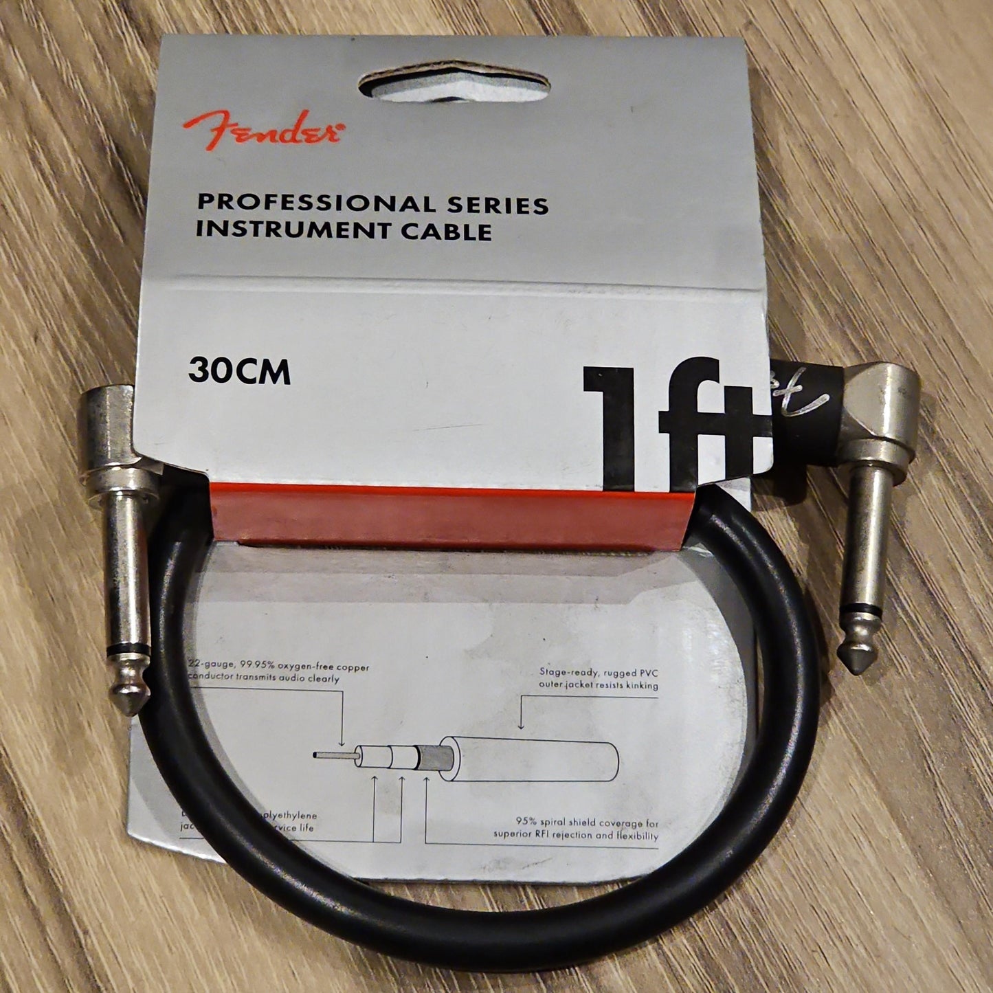 Fender Professional Series Instrument Cable 1ft In Black