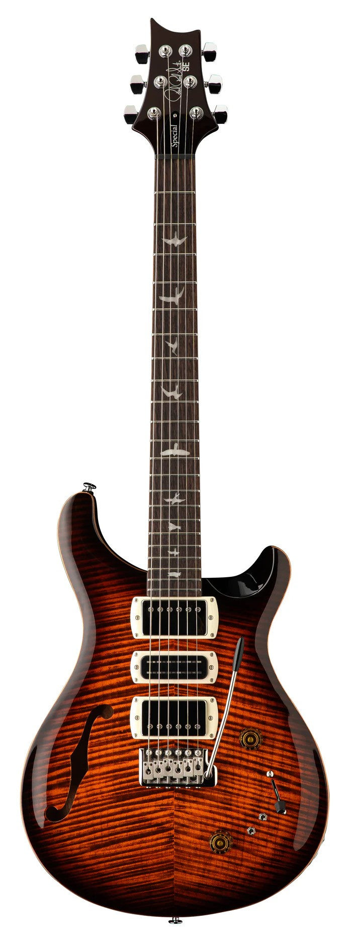 PRS SE Special Semi-Hollow in Orange Tiger Smokeburst