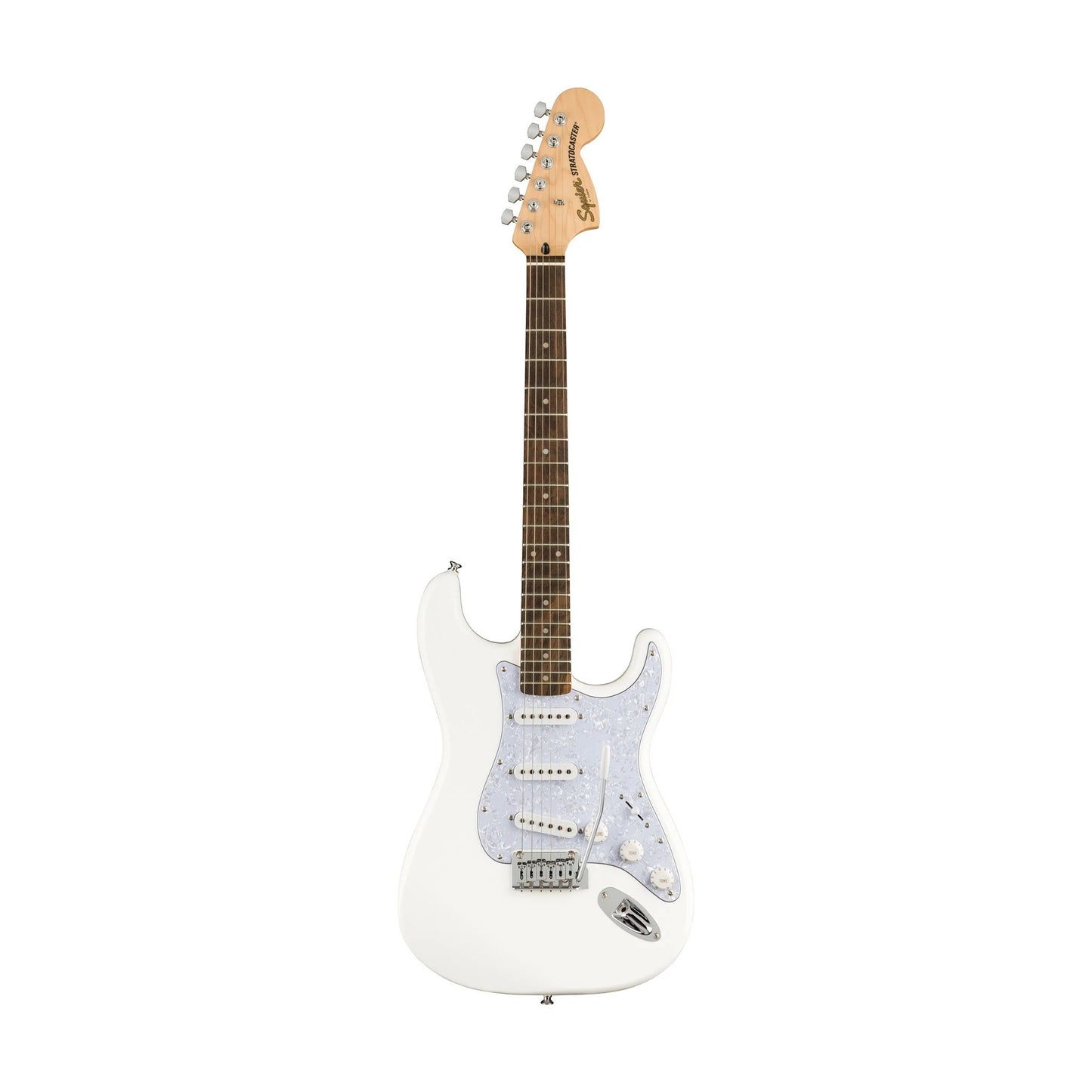 Squier FSR Affinity Series Stratocaster w/White Pearloid Pickguard and Laurel FB in Arctic White