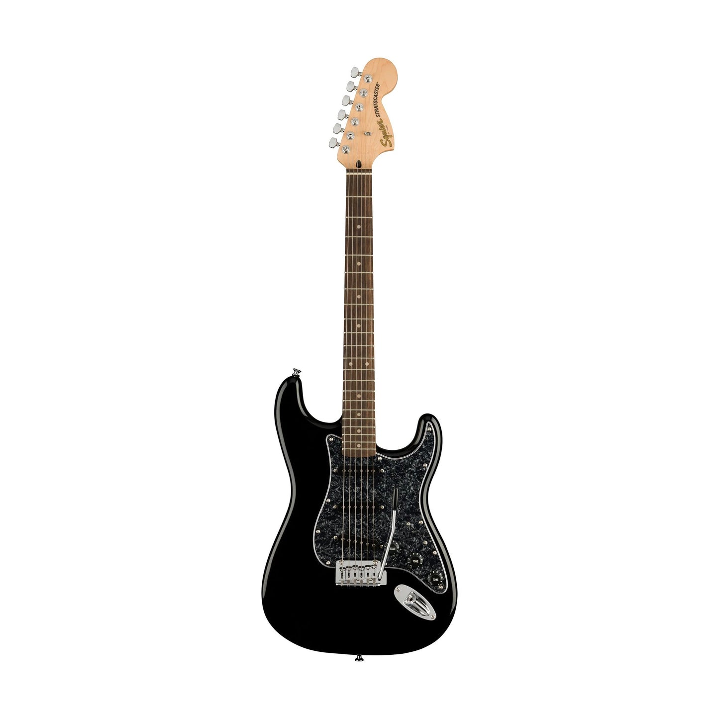 Squier FSR Affinity Series Stratocaster w/Black Pearloid Pickguard and Laurel FB in Black