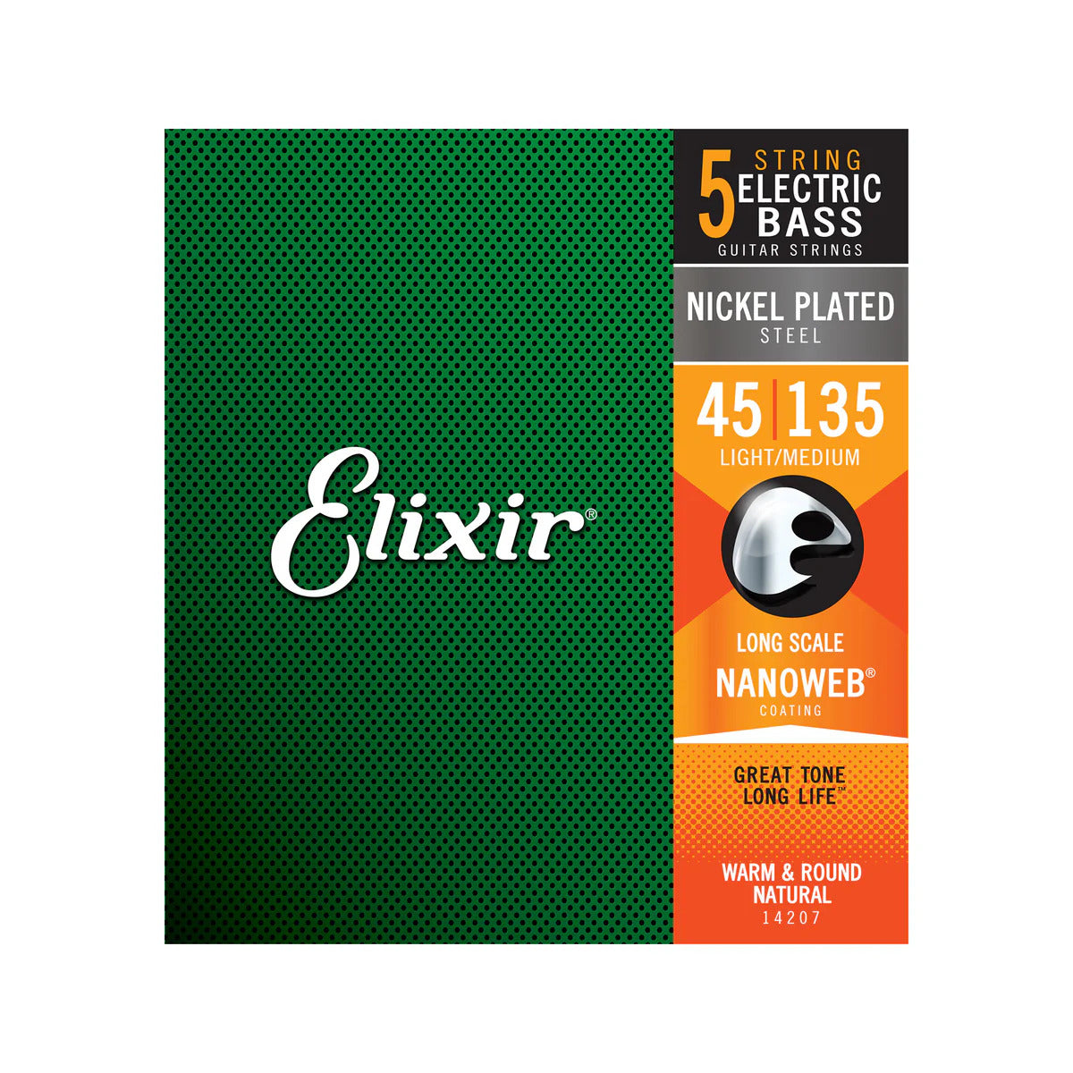 Elixir 14207 Nanoweb Light/Med Long Scale 5-String Bass 45-135