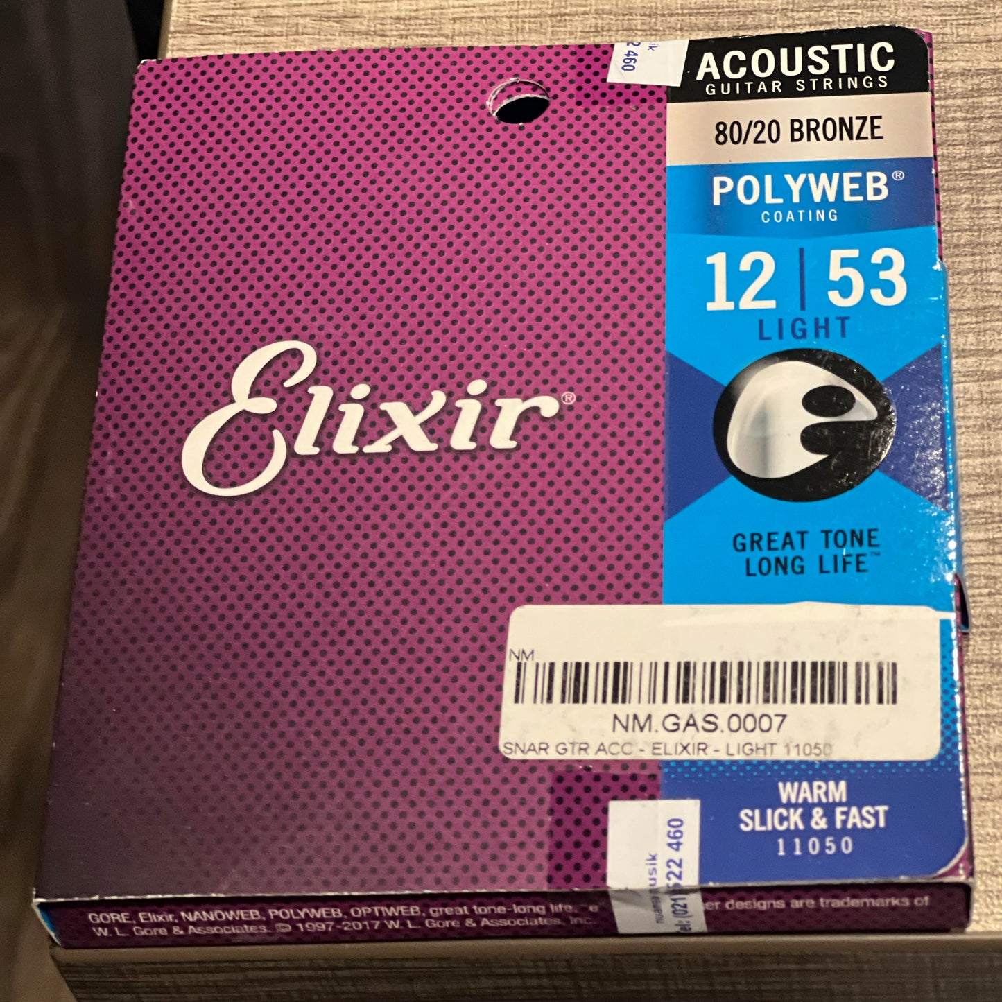Elixir Strings Polyweb 80/20 Bronze 11050 Acoustic Strings 012-053