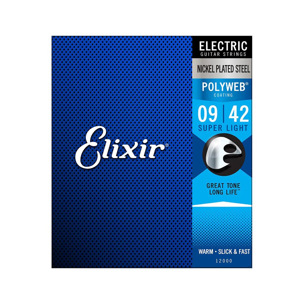 Elixir 12000 Polyweb Electric Guitar Strings, Super Light, 9-42