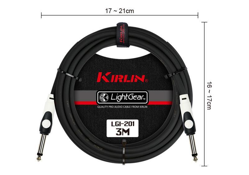 Kirlin LGI-201/BK (3M) Guitar Cable 20AWG Mono Plug-Same in Black