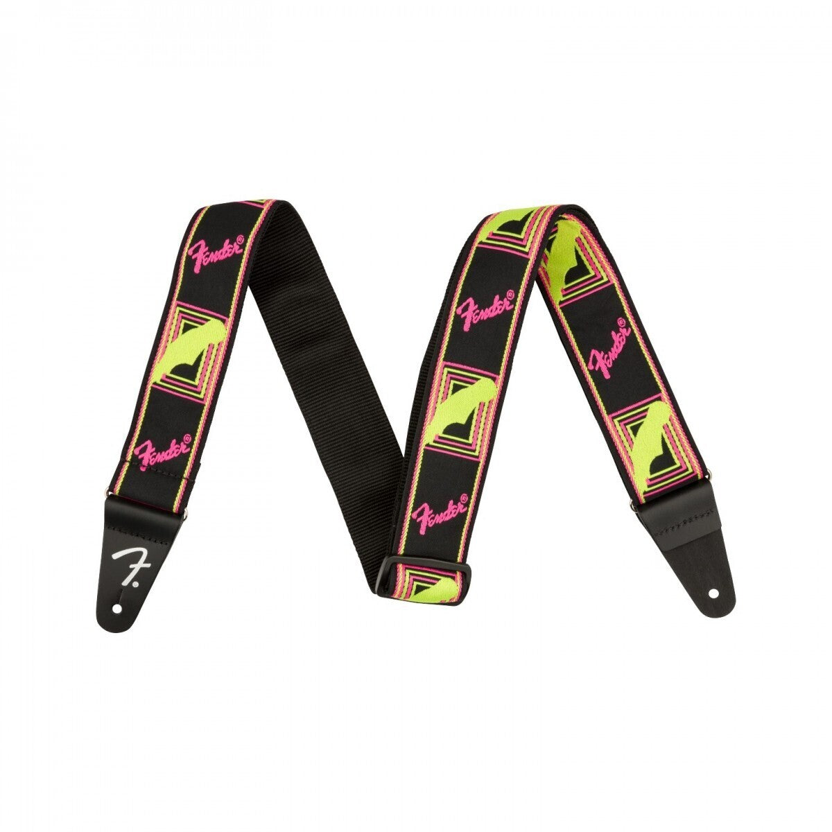 Fender Neon Monogram Guitar Strap In Yellow/Pink