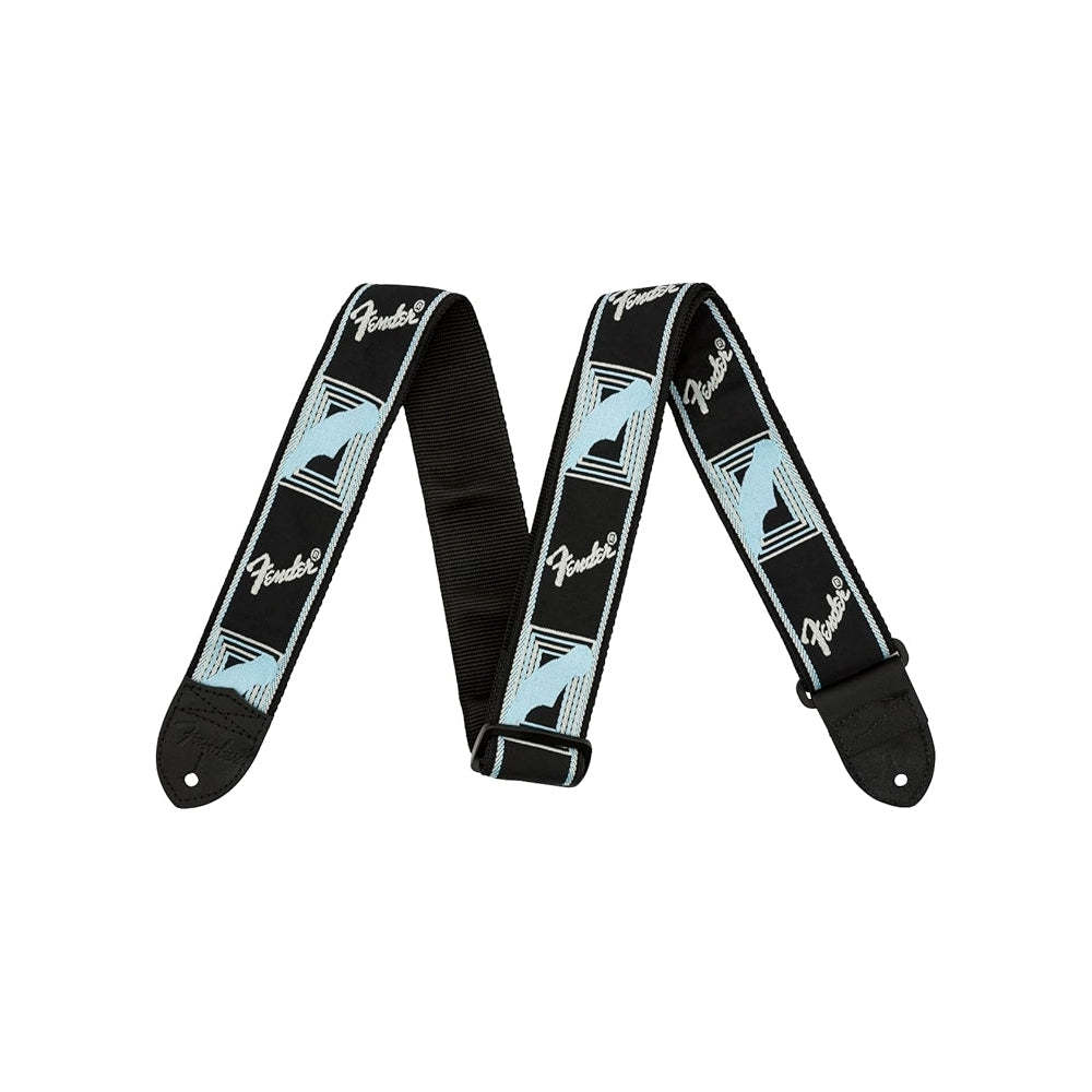 Fender 2 Inch Monogrammed Strap Black/Light Grey/Blue