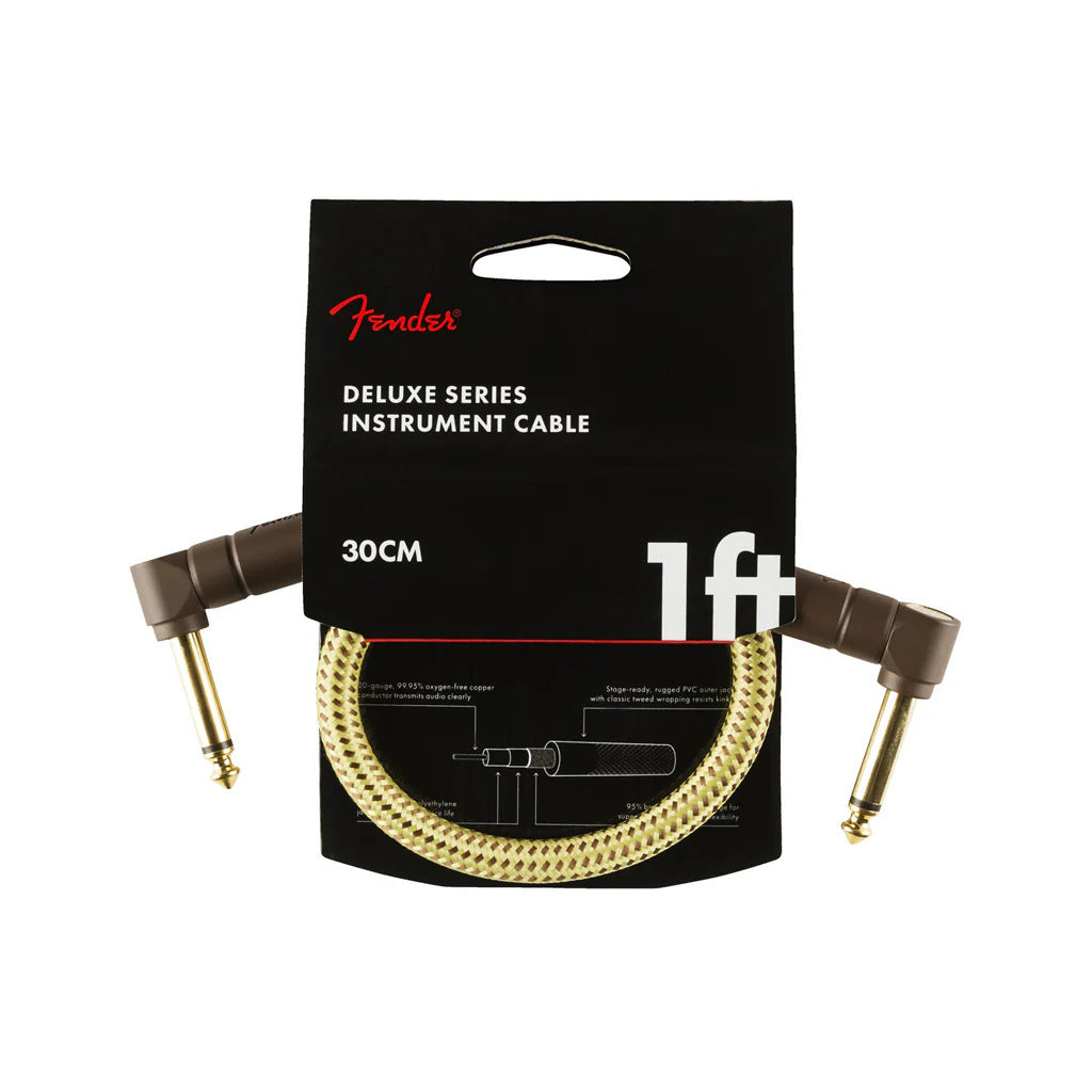 Fender Deluxe Series Angled Instrument Cable 1ft In Tweed