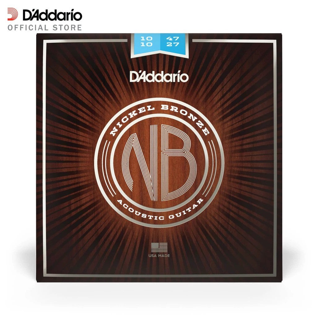 D'Addario NB1047-12 Nickel Bronze Acoustic Guitar Strings, Light, 10-47 (12strings)