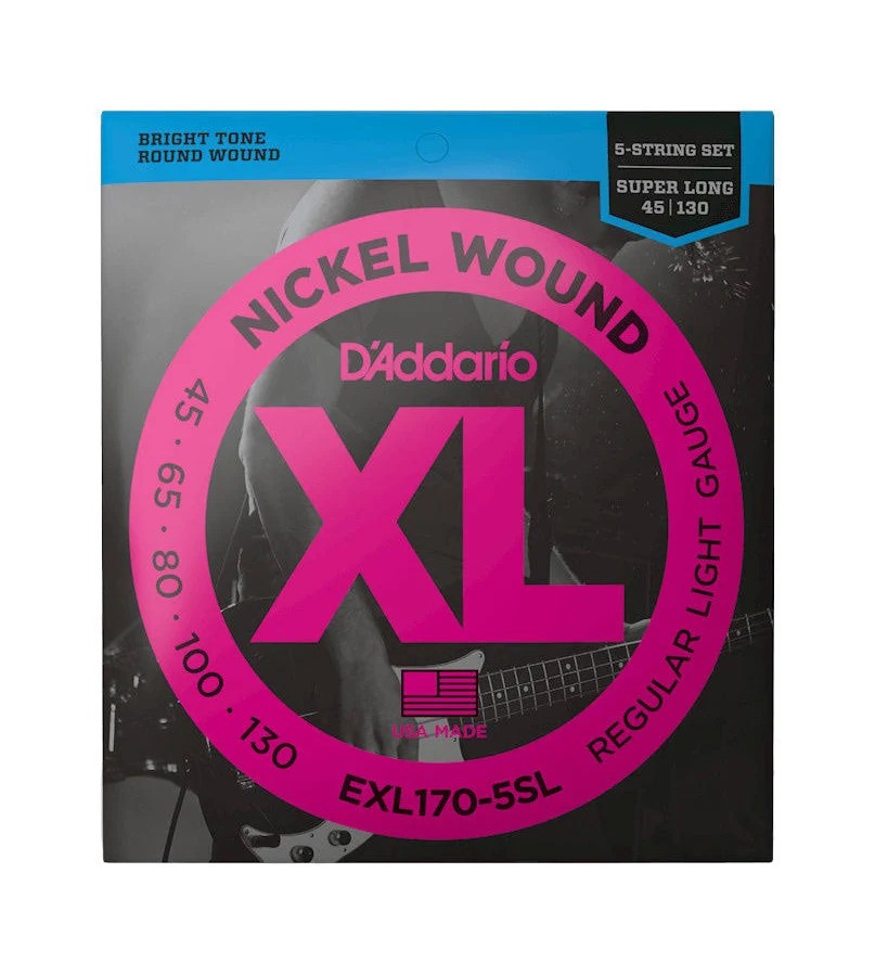 D'Addario EXL170-5SL Nickel Wound String Bass, Light, 45-130, Long Scale
