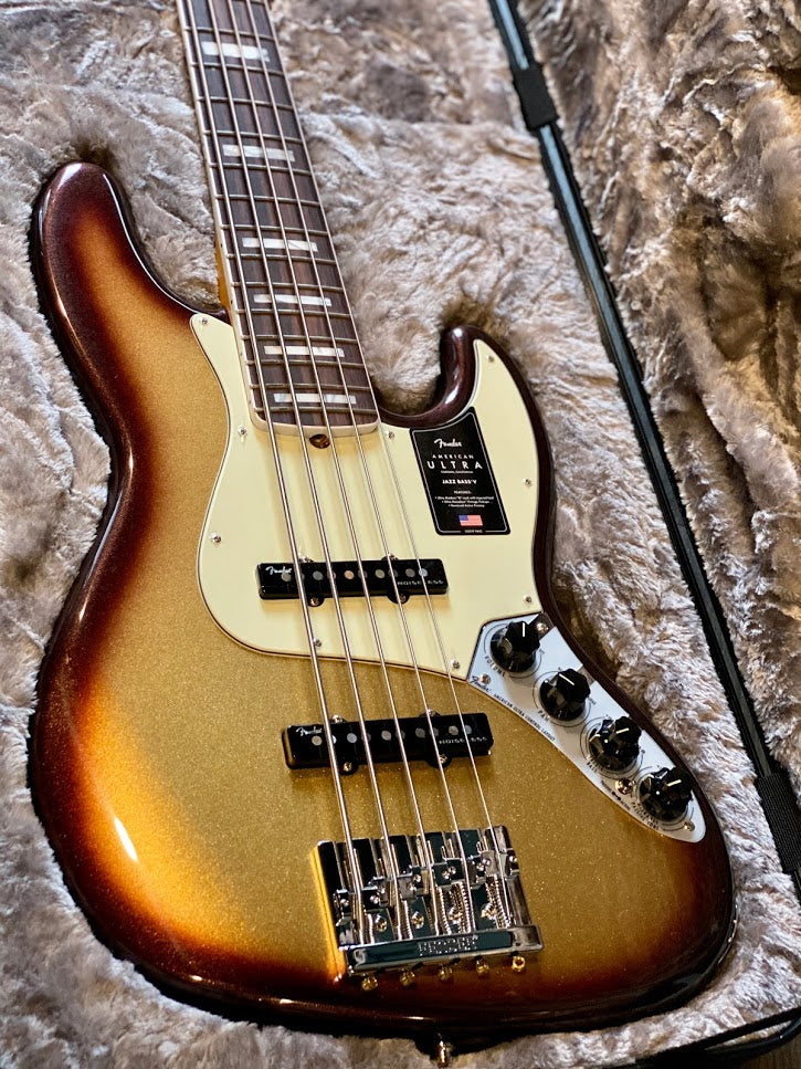 Fender American Ultra Jazz Bass V Rosewood FB - Mocha Burst