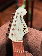 Tokai TJM-140 MH SOB/R Silverstar Offset in Sonic Blue with Matching Headstock