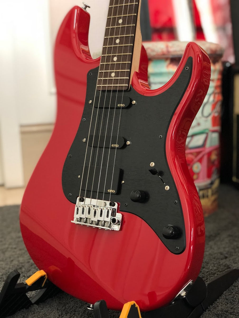 FGN J Standard Odyssey JOS-CL-SE in Red Metallic with EMG pickups