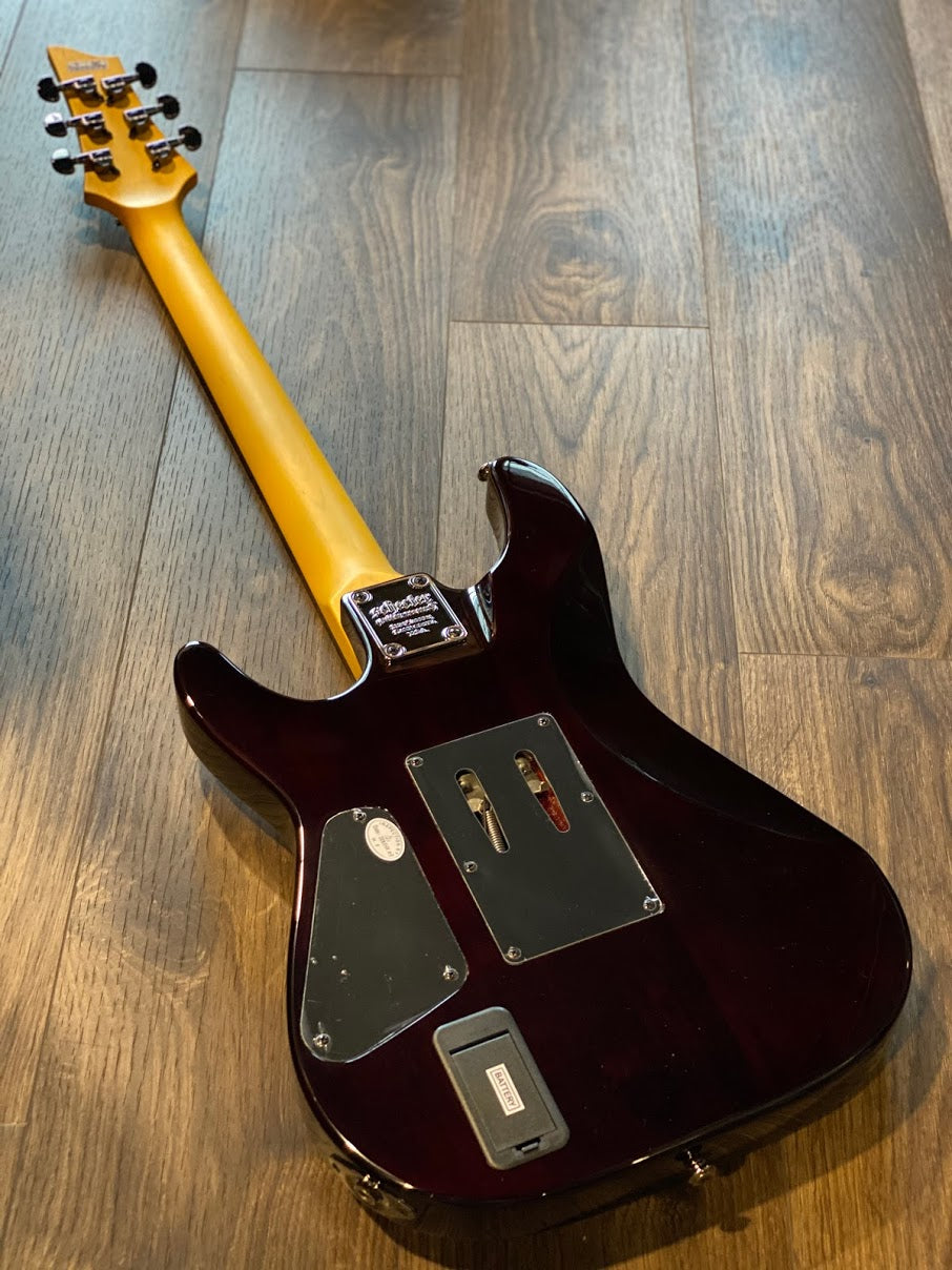 Schecter Demon-6 FR Flamed Maple Top in Crimson Red Burst