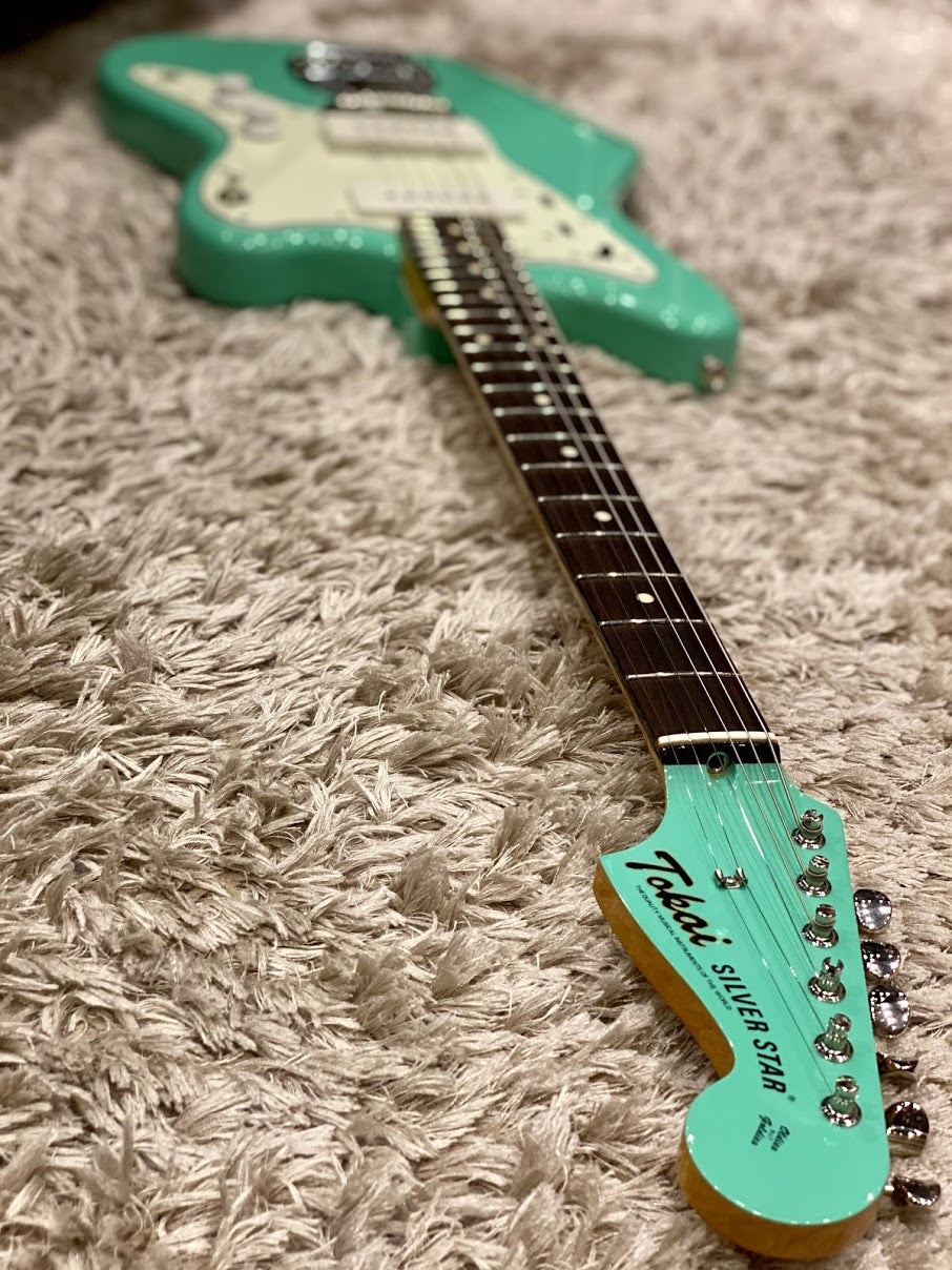 Tokai AJM-140 MH SFG Silverstar Offset in Seafoam Green with Matching Headstock