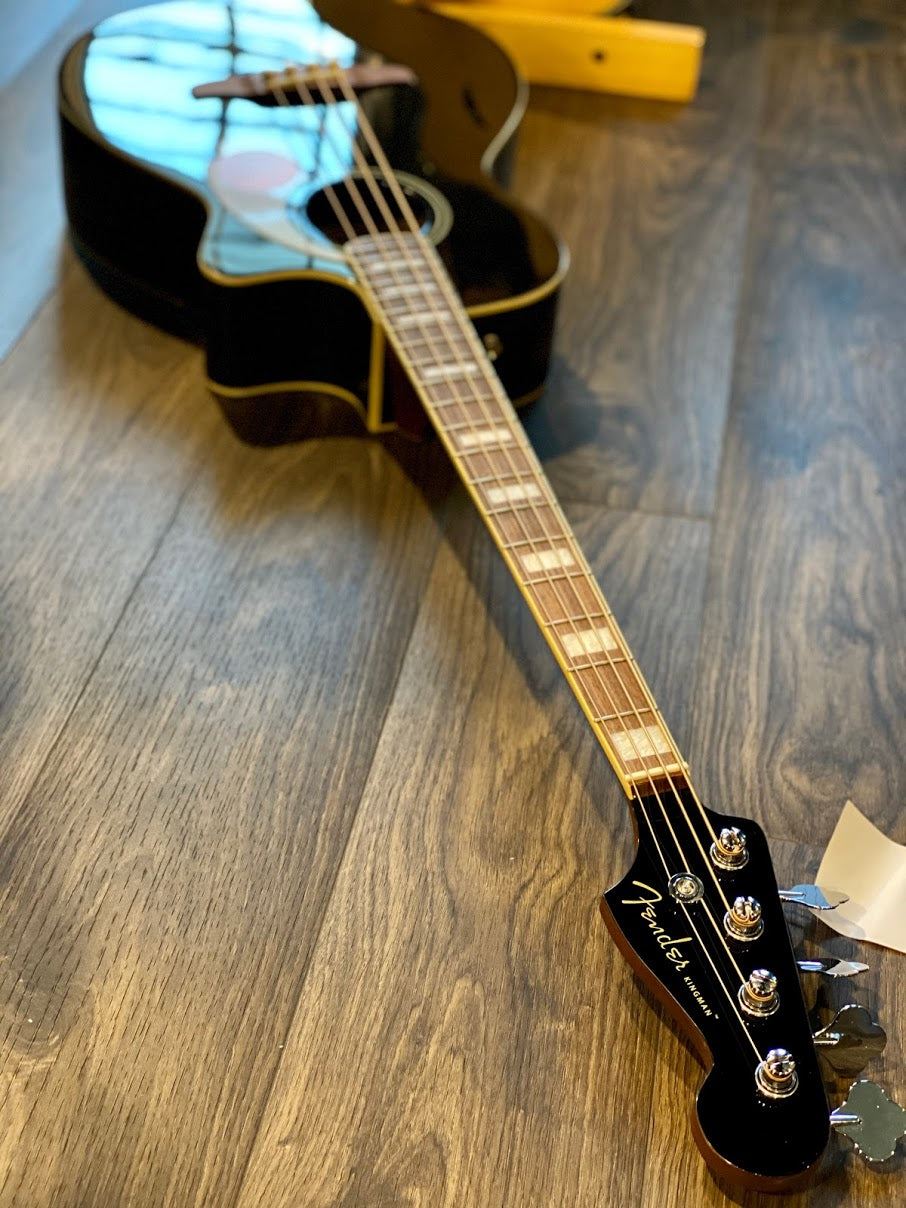 Fender Kingman Acoustic Bass Guitar with Bag in Jetty Black