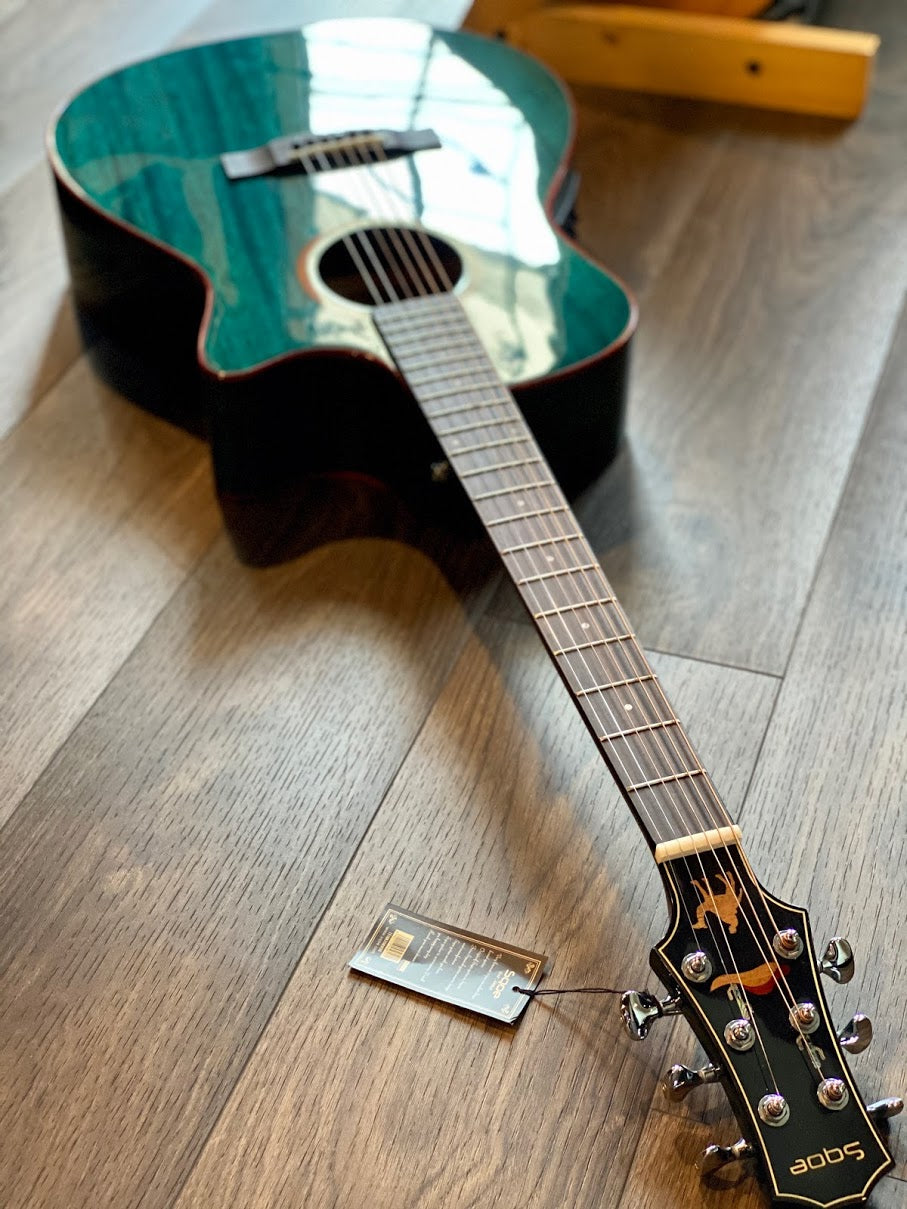 SQOE Spain SMLT-BL Acoustic Electric in Transparent Blue with Fishman Presys Plus Preamp