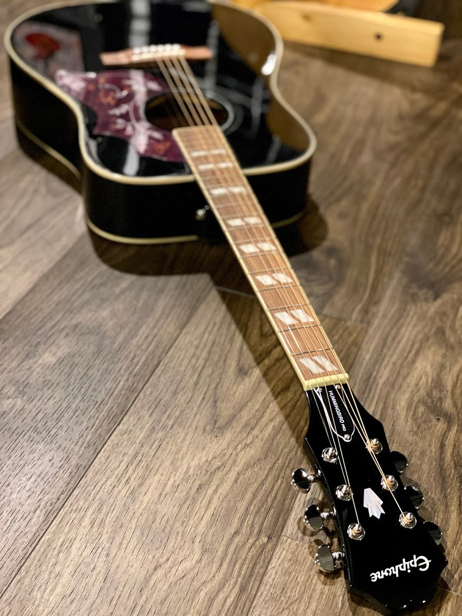 Epiphone Hummingbird PRO Electric Acoustic Guitar in Ebony