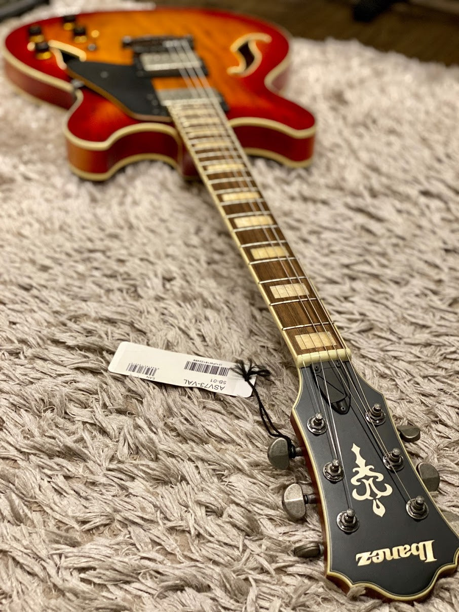 Ibanez ASV73-VAL Semi-Hollow Guitar In Vintage Amber Burst Low Gloss